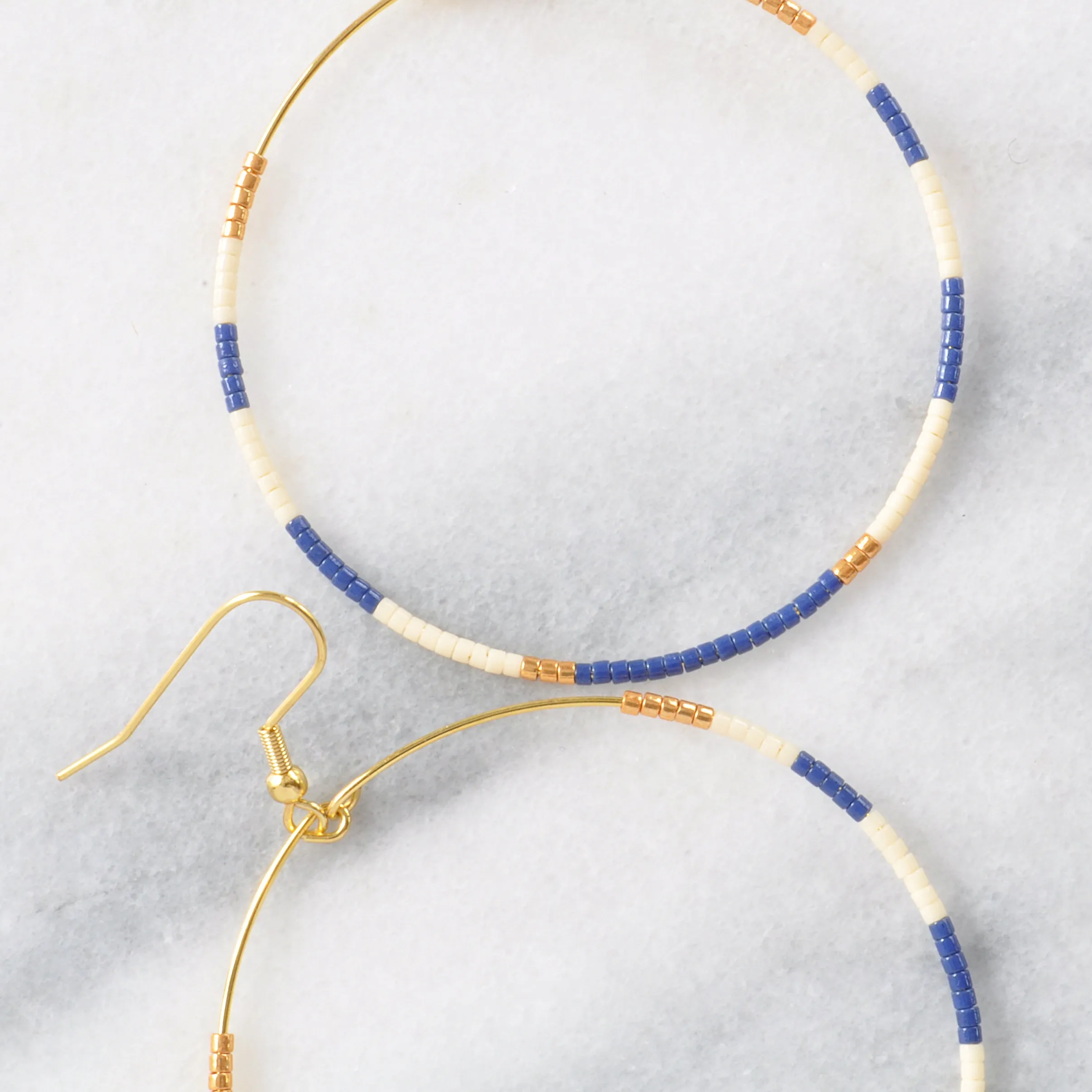 Big Beaded Hoops - NAUTICAL