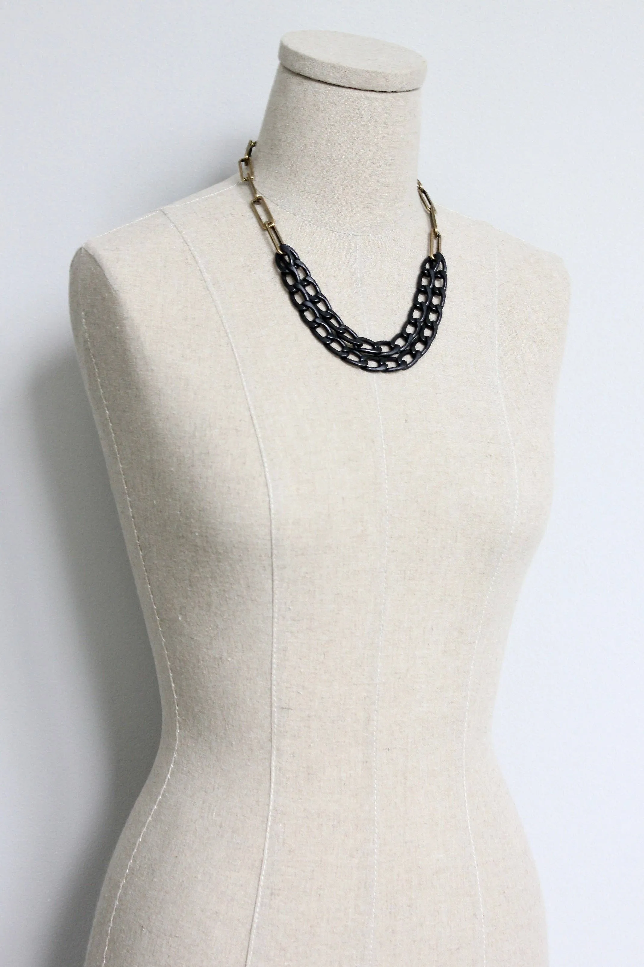 Black and Brass Chain Necklace