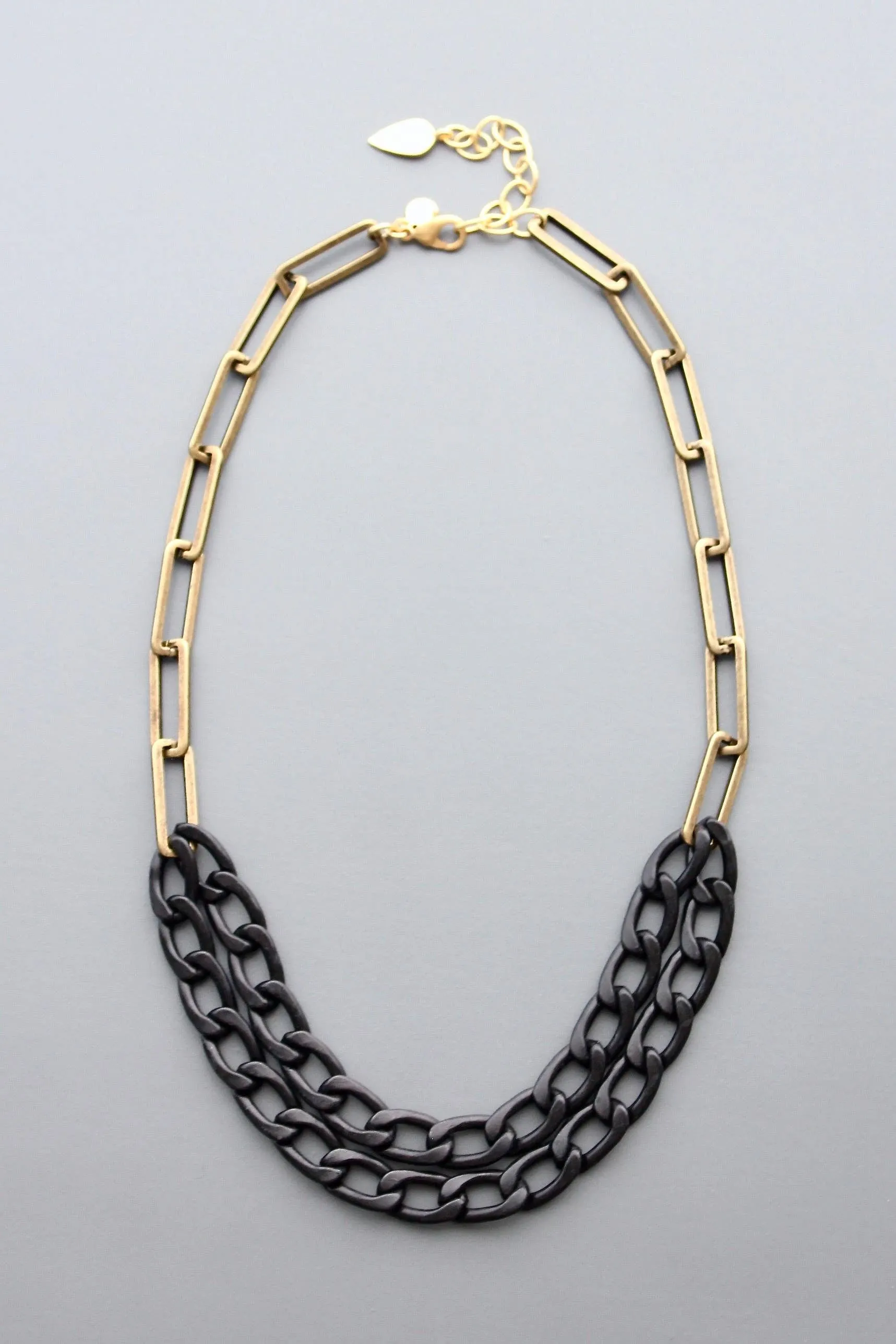 Black and Brass Chain Necklace