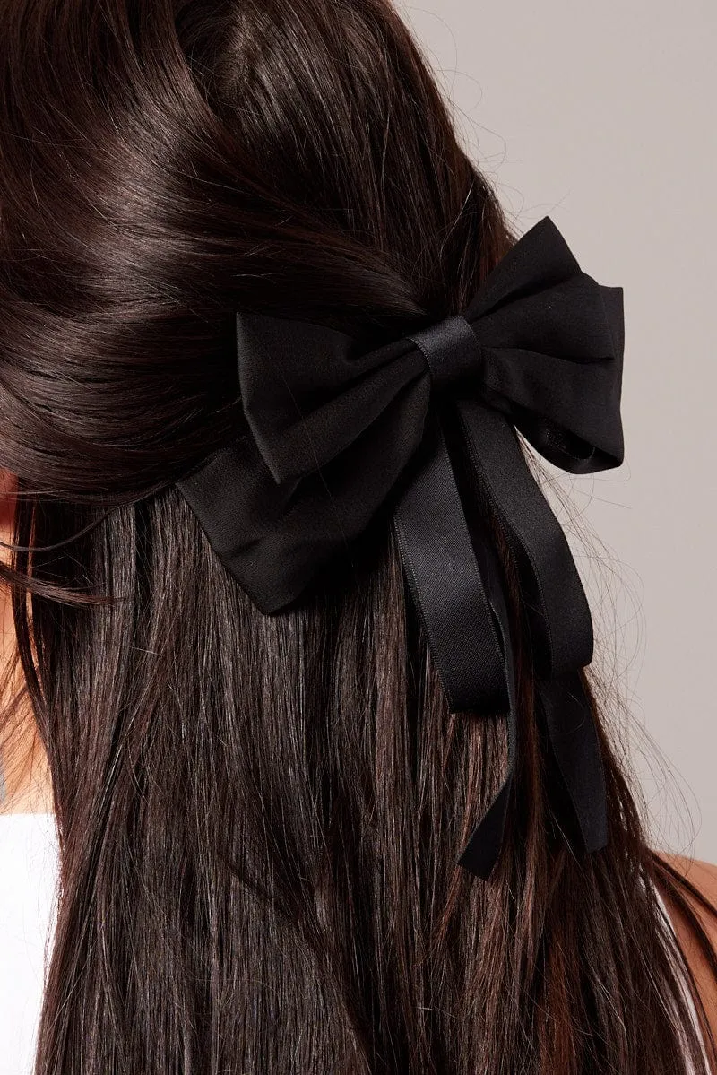 Black Bow Hair Clip