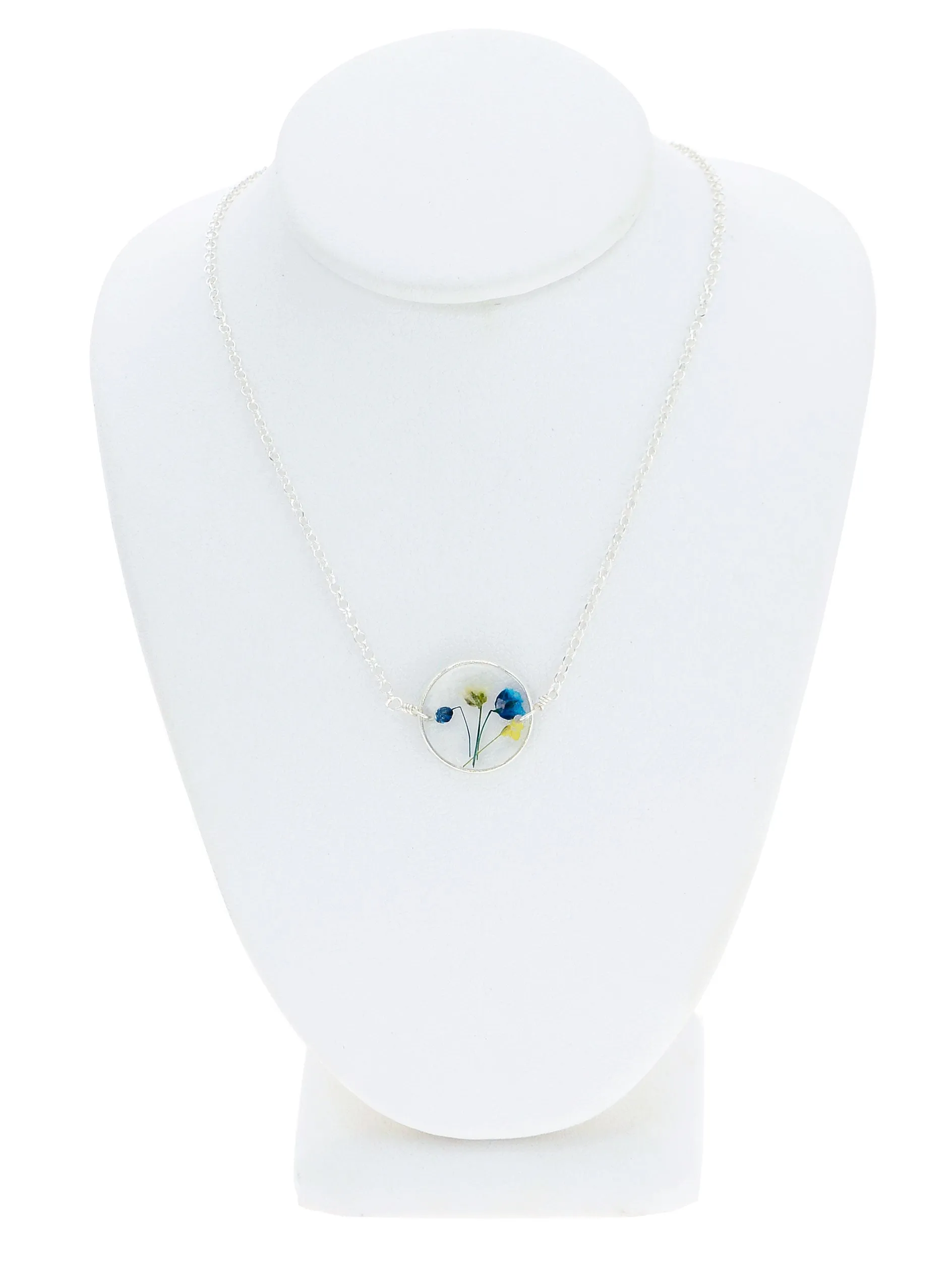 Blue and Yellow Wildflowers Necklace - BG9