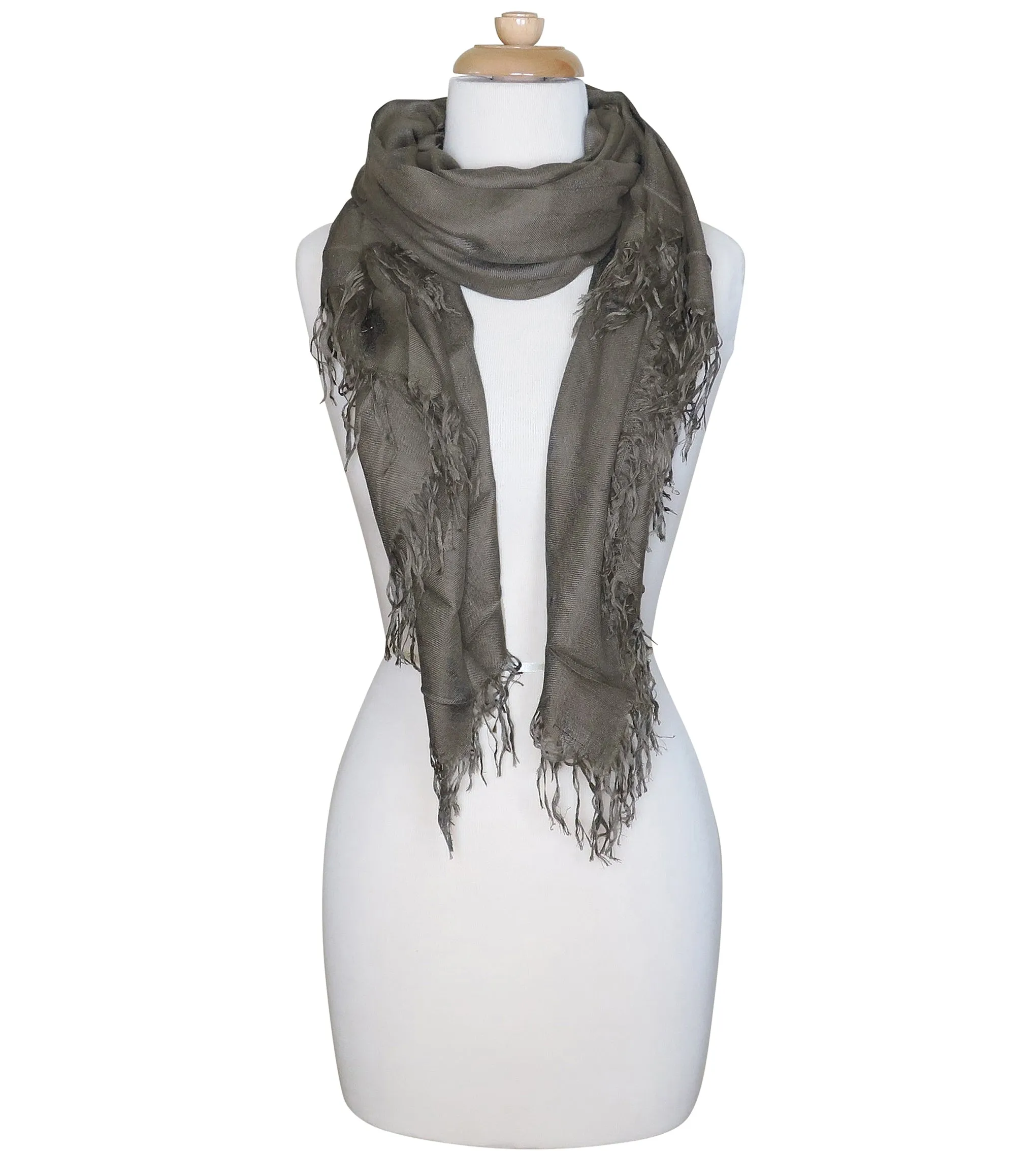 Blue Pacific Tissue Solid Modal and Cashmere Scarf Shawl in Walnut