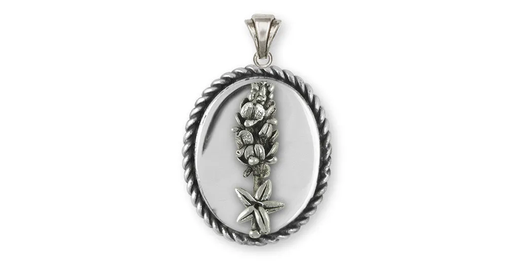 Bluebonnet Pendant Jewelry Sterling Silver Handmade Flower Pendant BB9-VP