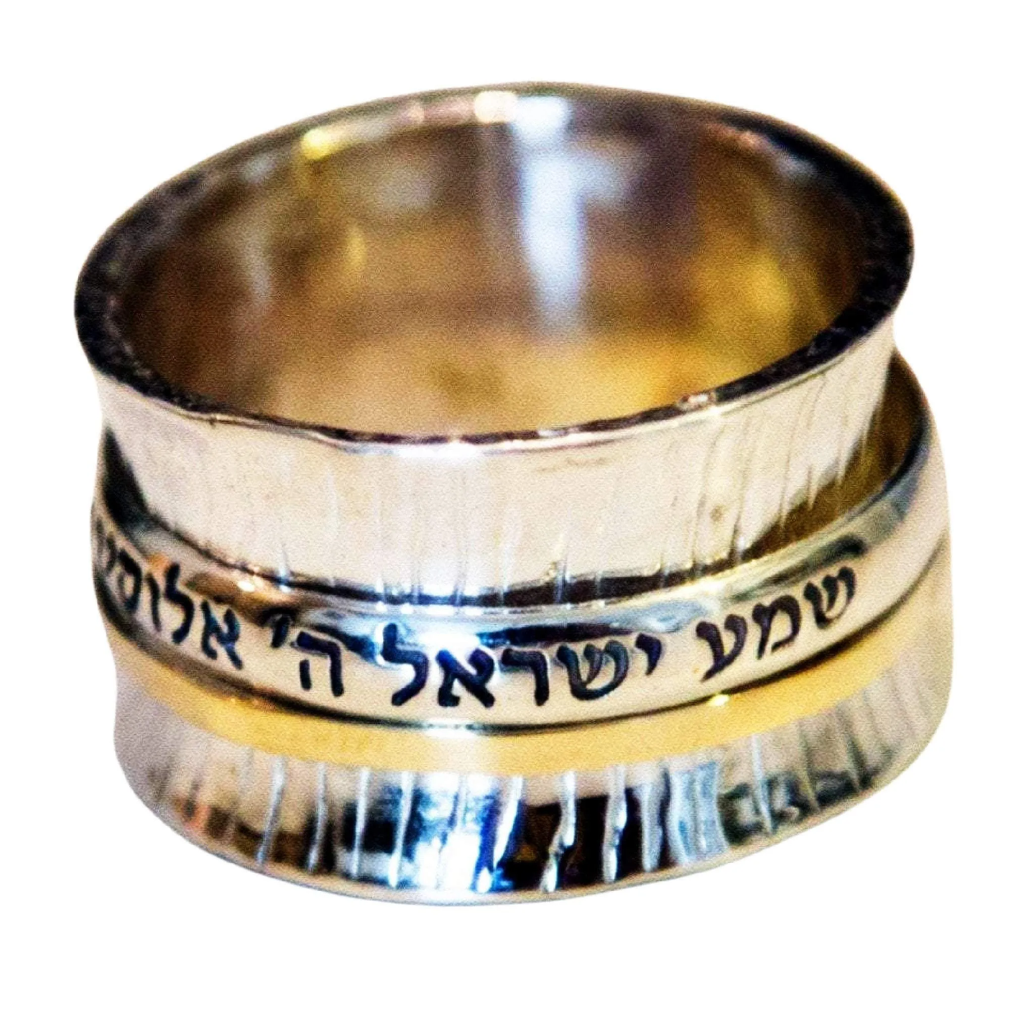 Bluenoemi Israel spinner rings Blessing Ring. Silver & gold Israeli Fidget Ring.