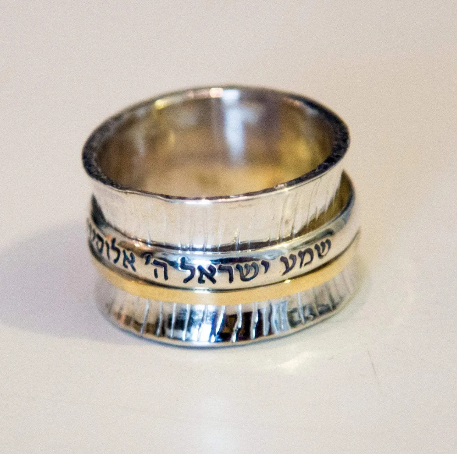 Bluenoemi Israel spinner rings Blessing Ring. Silver & gold Israeli Fidget Ring.