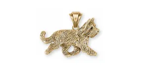 Briard Pendant Jewelry 14k Gold Handmade Dog Pendant BRD2X-PG