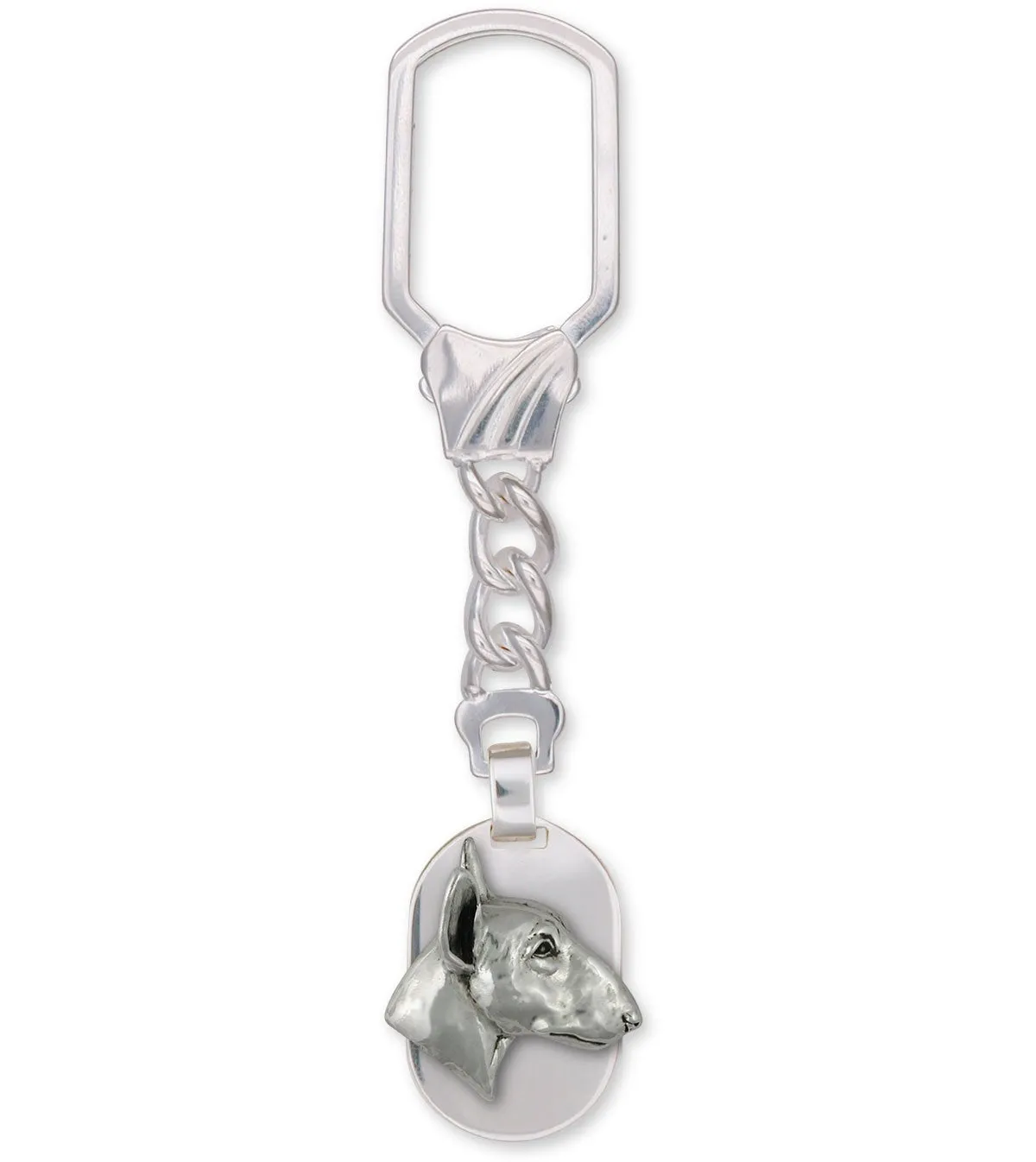 Bull Terrier Jewelry Sterling Silver Handmade Bull Terrier Key Ring  BU62X-KRE