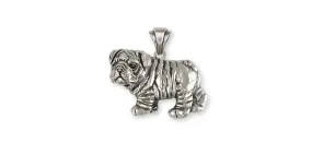 Bulldog Pendant Jewelry Sterling Silver Handmade Dog Pendant BD22-P