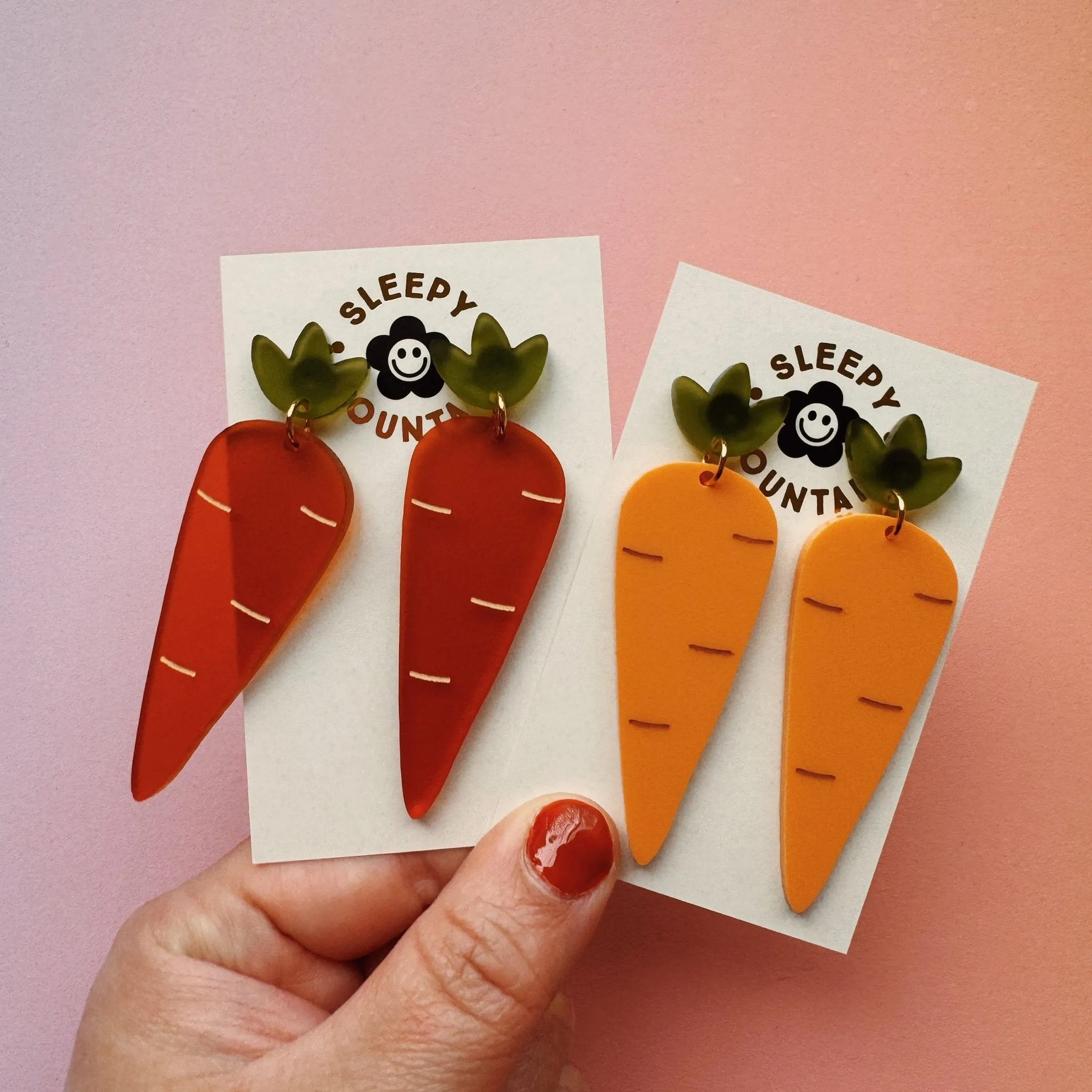 Carrot Dangle Earrings - Frosted Sedona