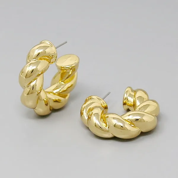 Chunky Twisted Puffed Hoop Earrings