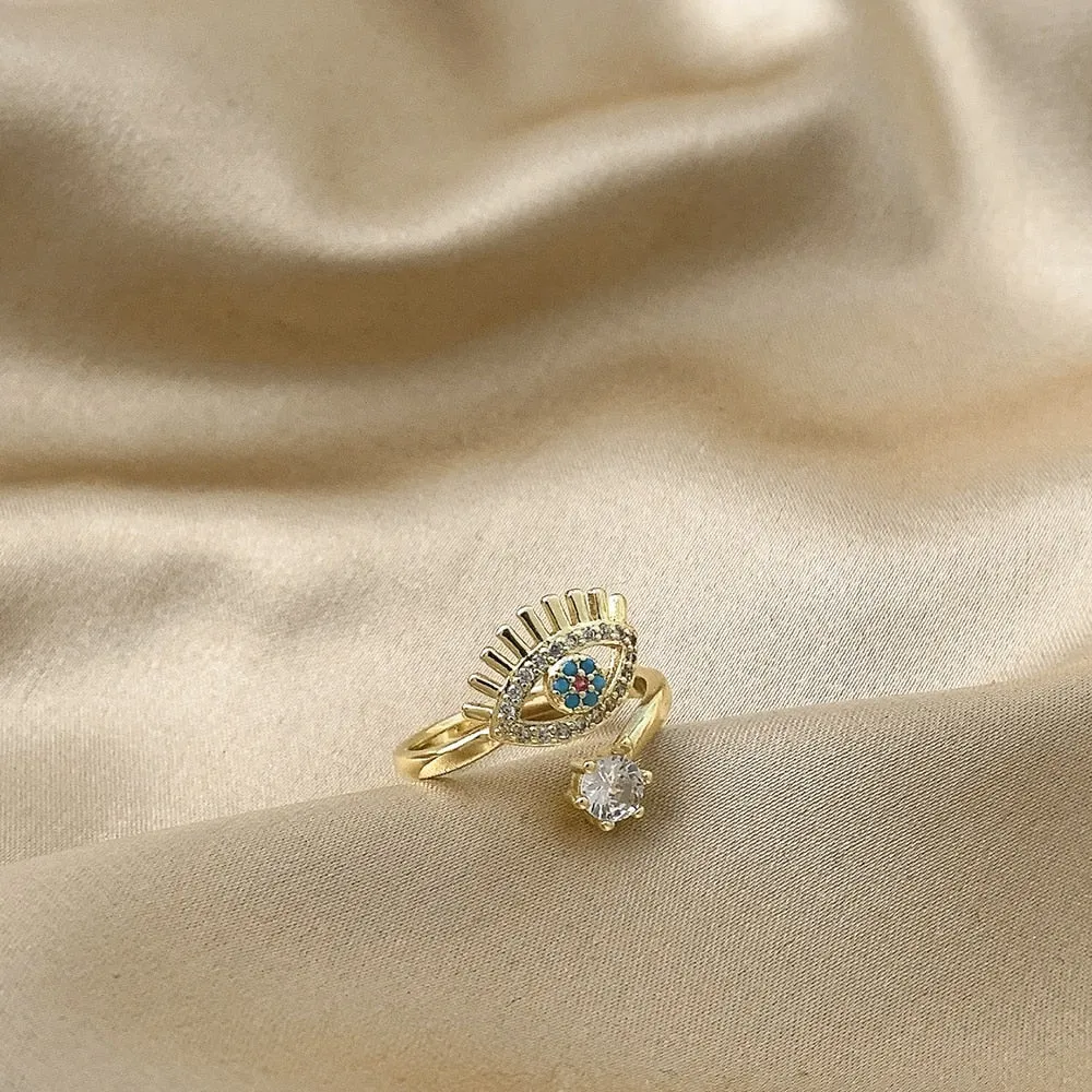 Classic Evil Eye Adjustable Zircon Ring