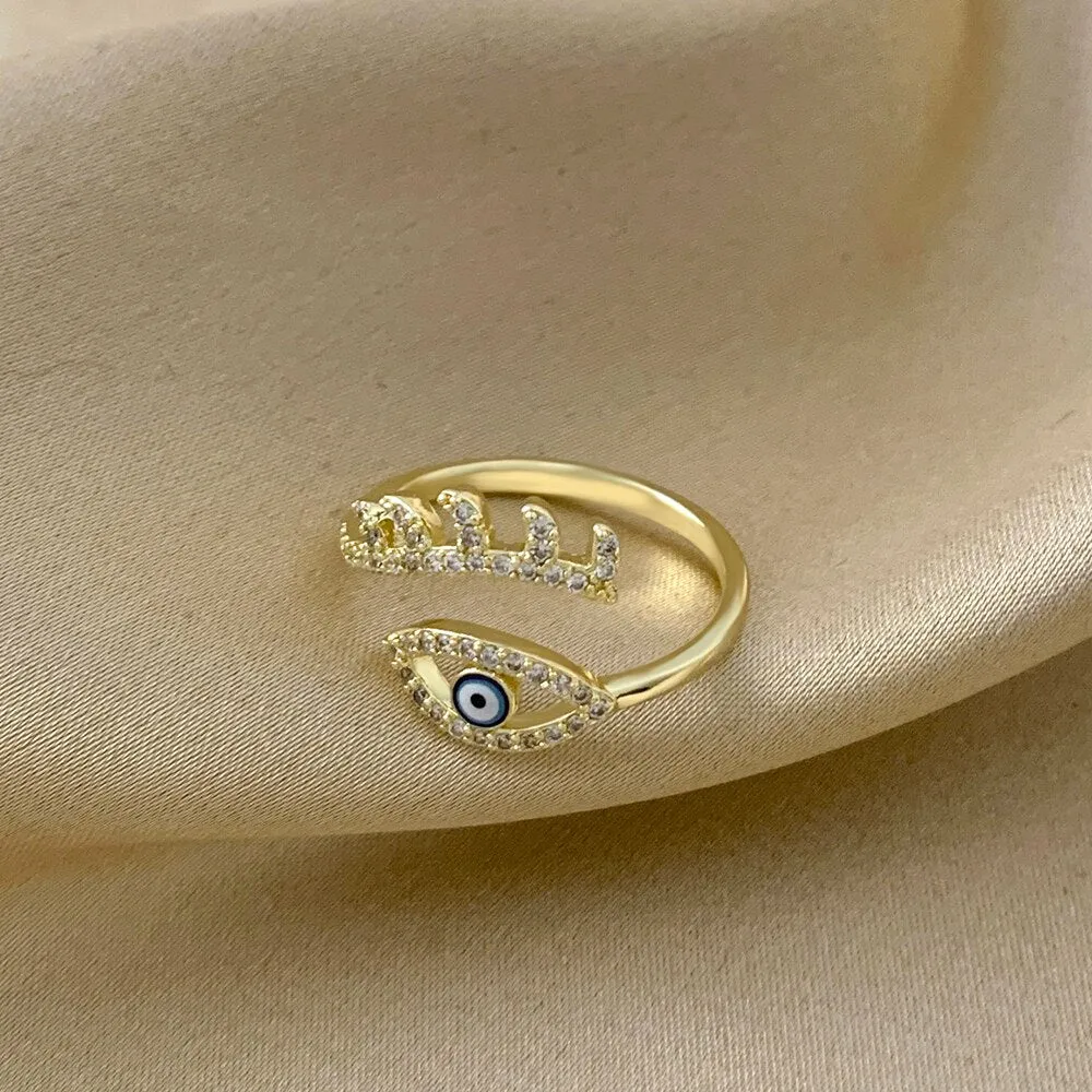 Classic Evil Eye Adjustable Zircon Ring