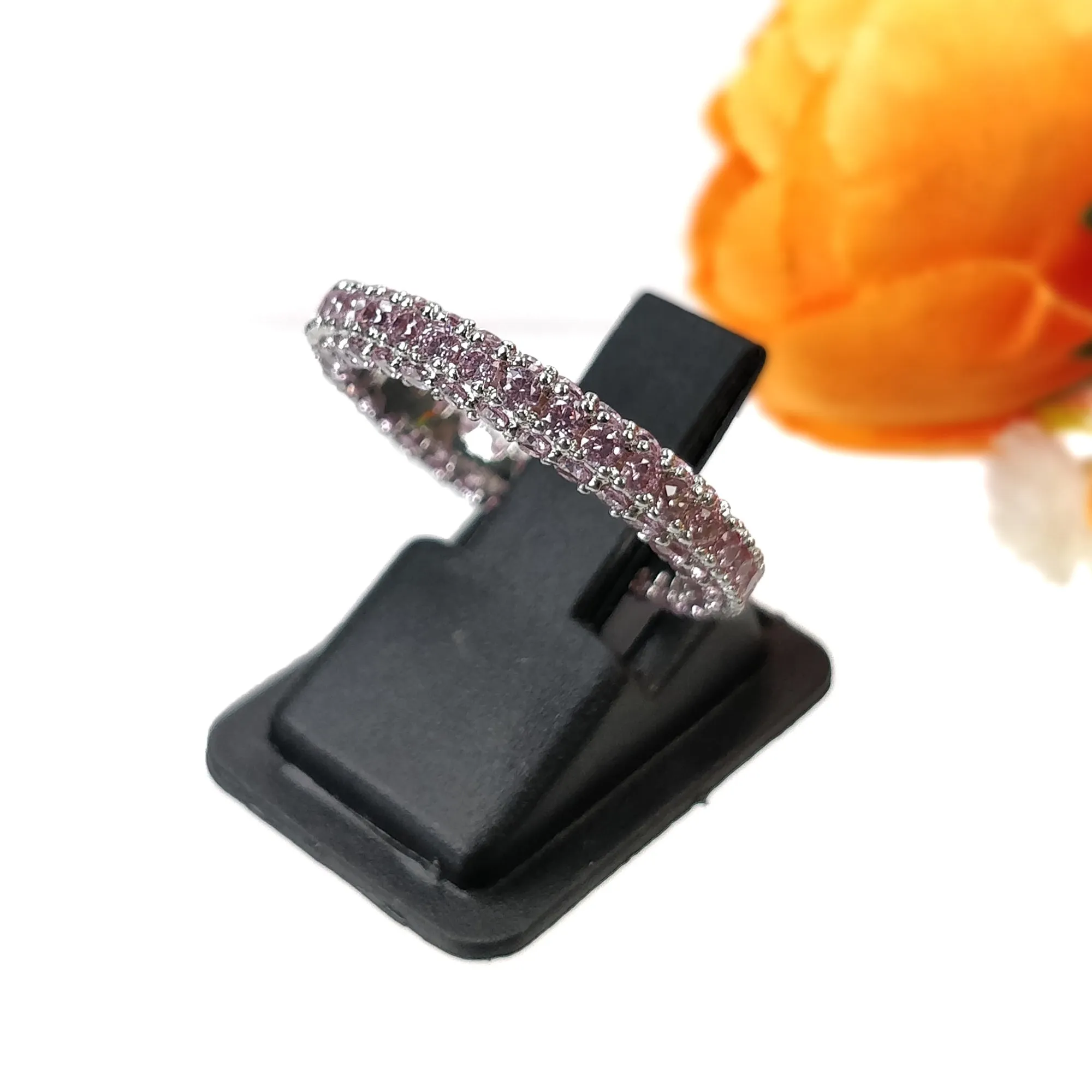 Classic Women Rings Full AAA Cubic Zircon White Pink Cubic Zirconia Crystal Channel Setting Fashion Ring Female Jewelry Gift