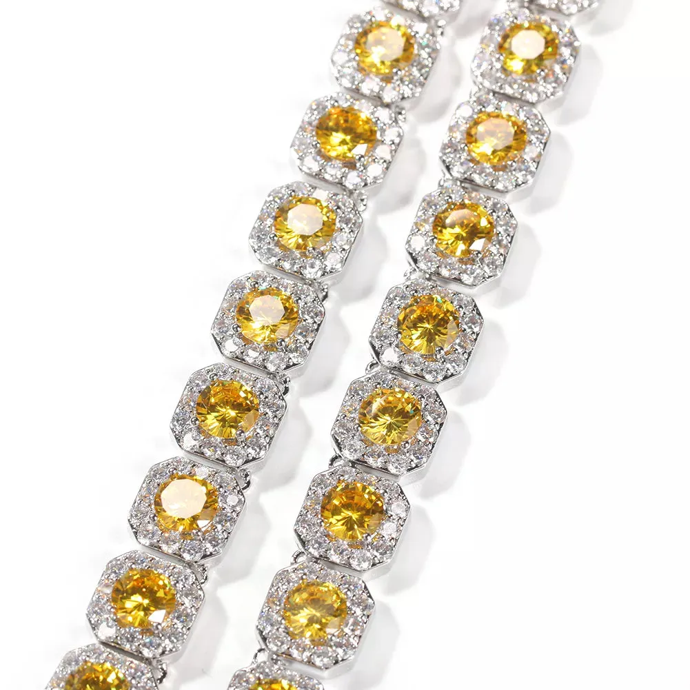 Clustered Colored Diamond Tennis Bracelet