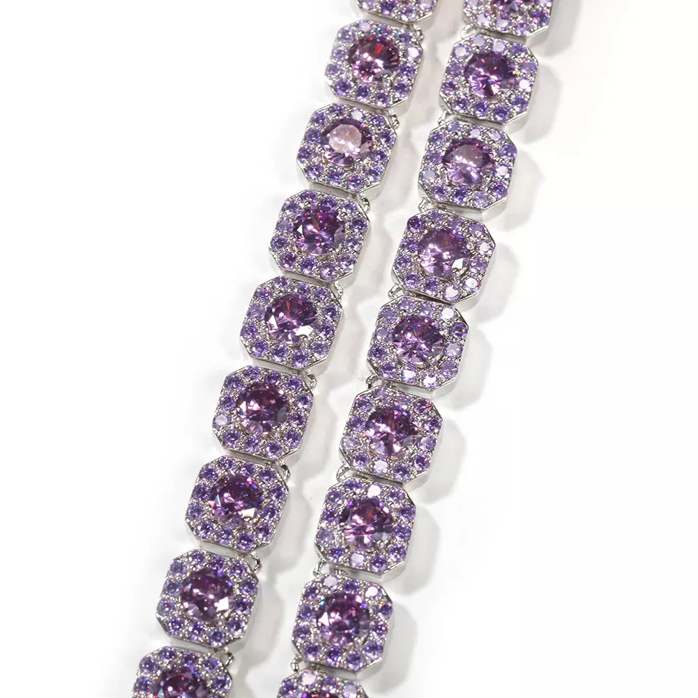 Clustered Colored Diamond Tennis Bracelet