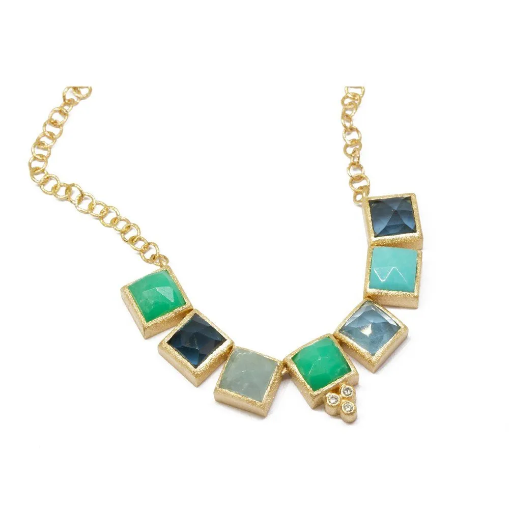 Contemprary Gemstone 18k Yellow Gold Necklace