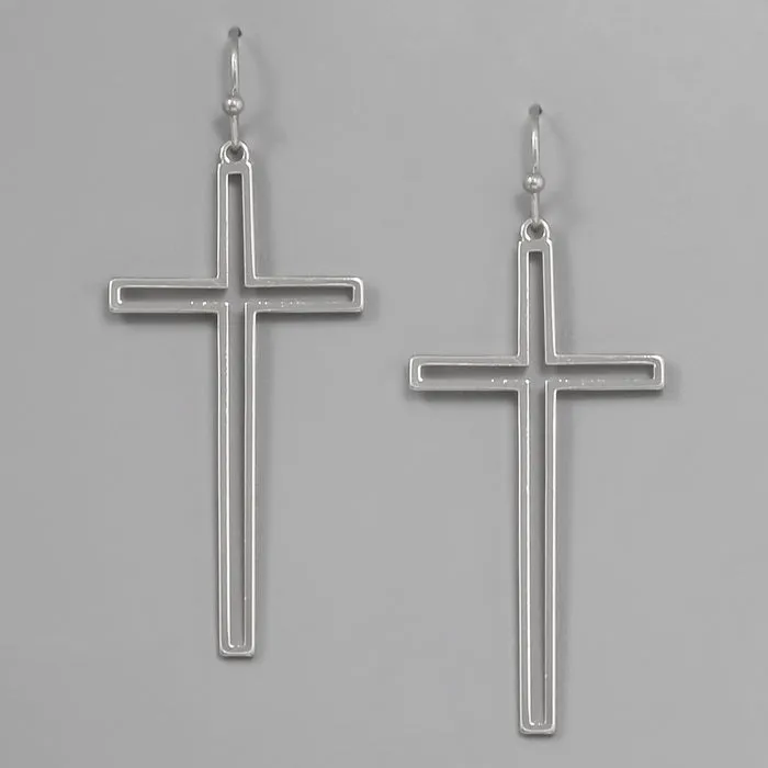 Cross Metal Cutout Drop Earrings