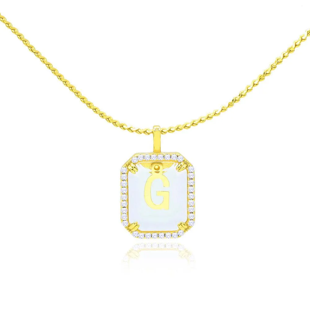 Crystal Octagon Letter Necklace