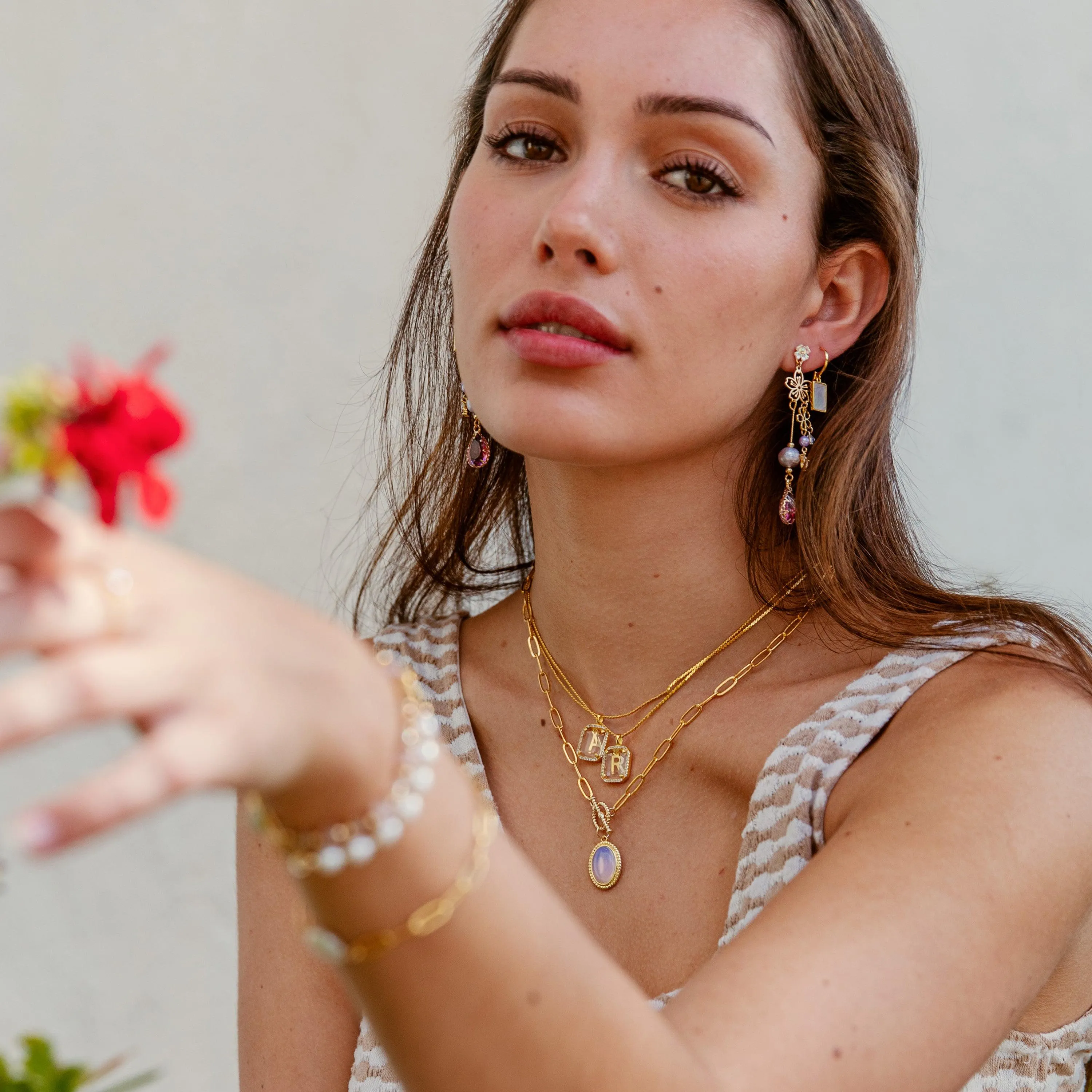 Crystal Octagon Letter Necklace