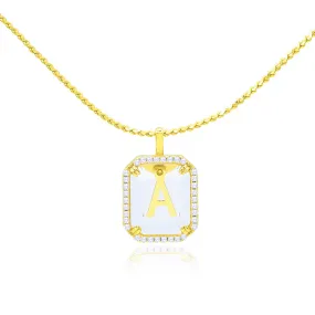 Crystal Octagon Letter Necklace