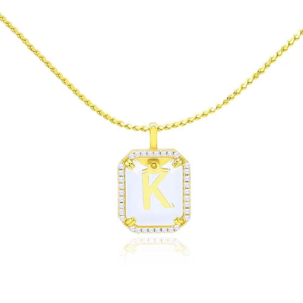 Crystal Octagon Letter Necklace