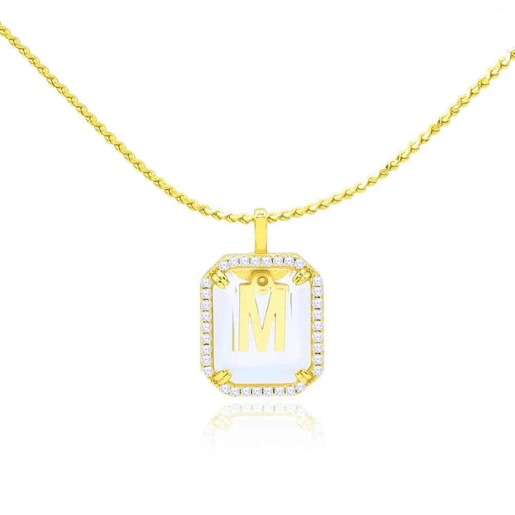 Crystal Octagon Letter Necklace