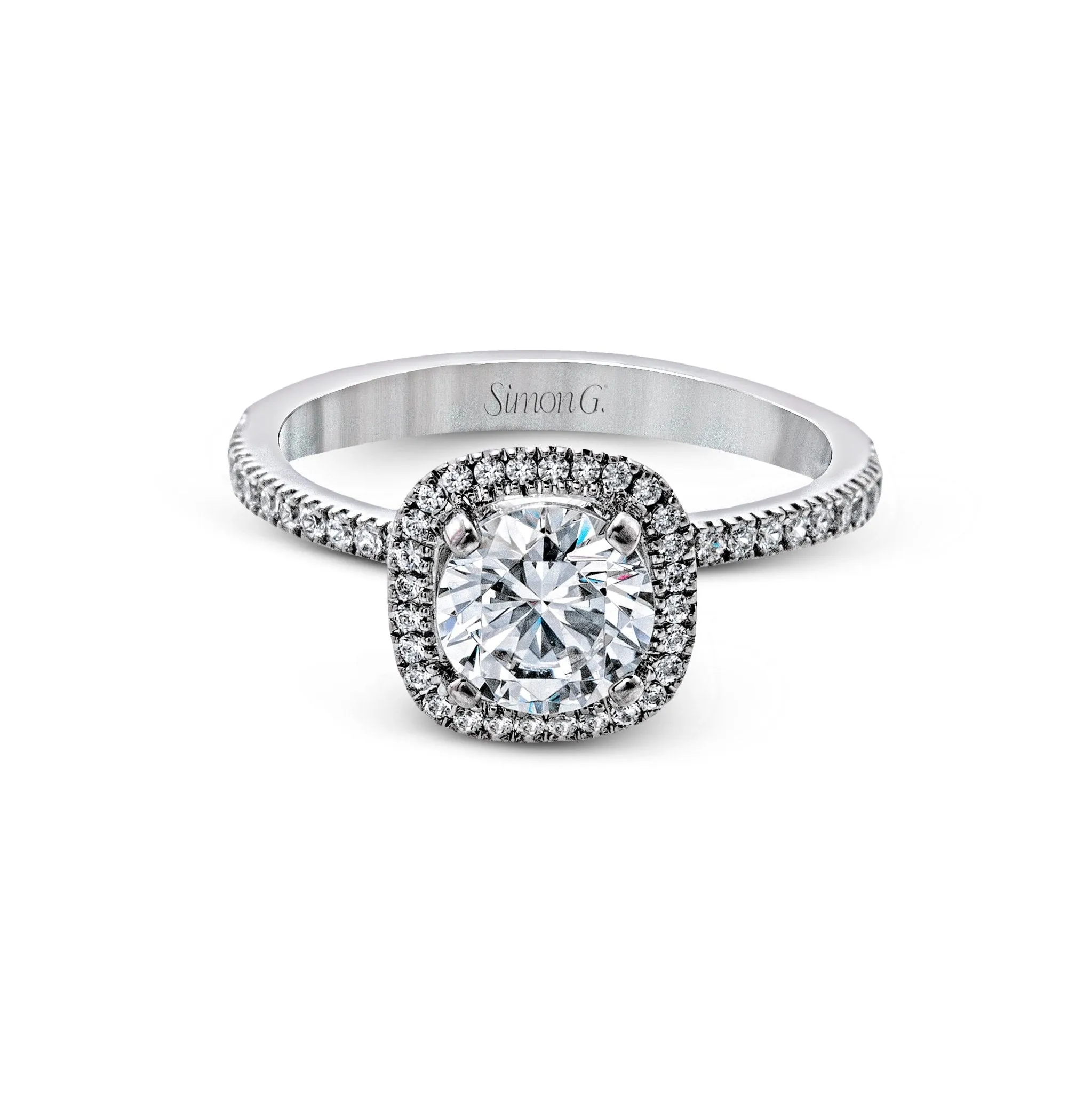 Cushion-Cut Halo Engagement Ring In 18k Gold With Diamonds