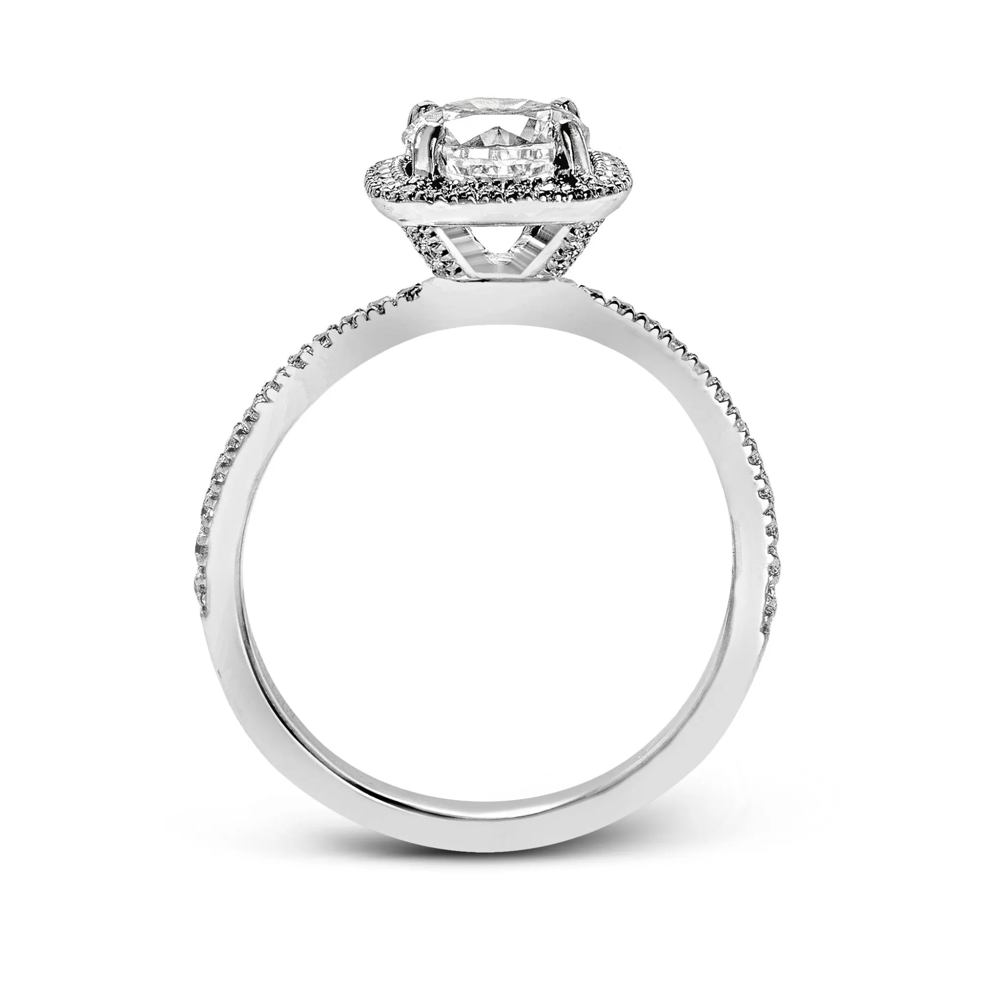 Cushion-Cut Halo Engagement Ring In 18k Gold With Diamonds