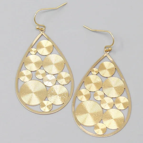 Cutout Disc Filigree Drop Earrings