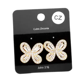 CZ Butterfly Evening Earrings