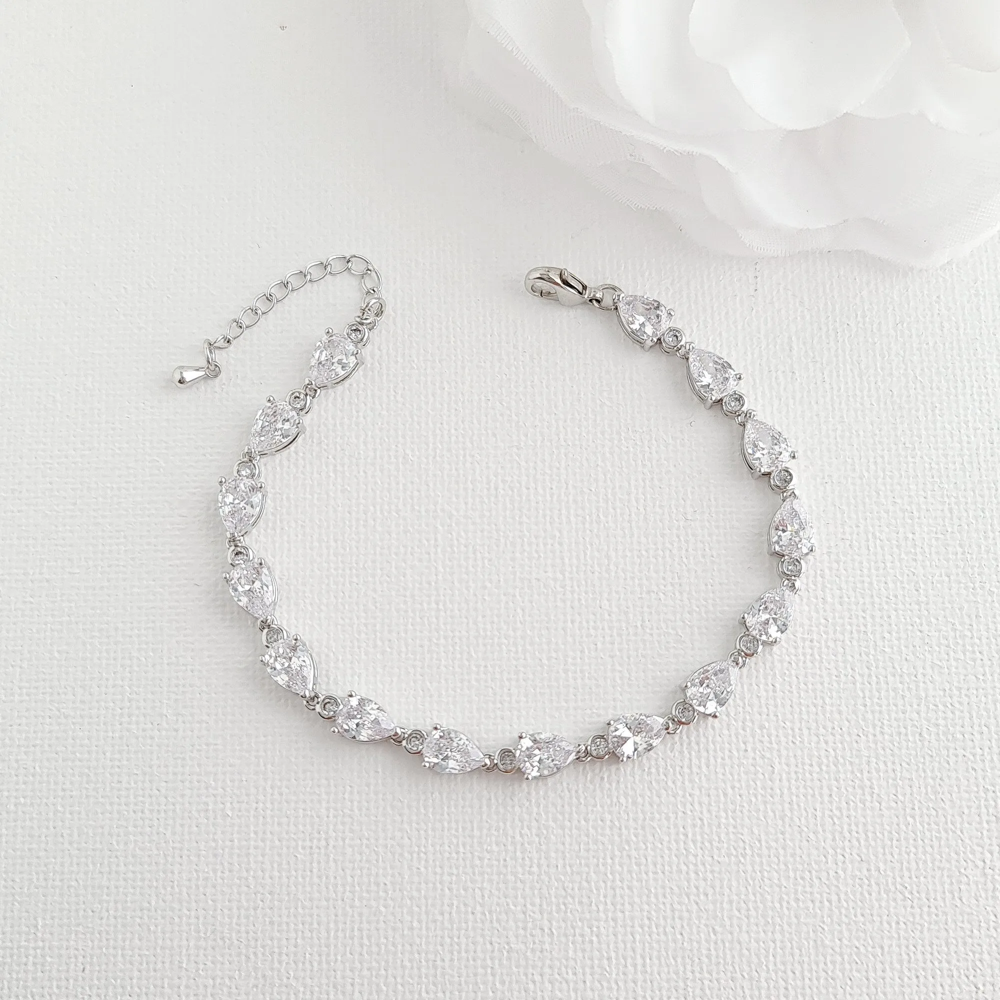 Dainty Teardrop Rose Gold Bracelet for The Bride-Ivy