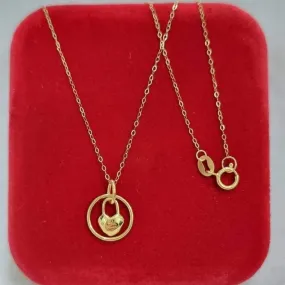 Dangling Heart Circle Necklace 18K