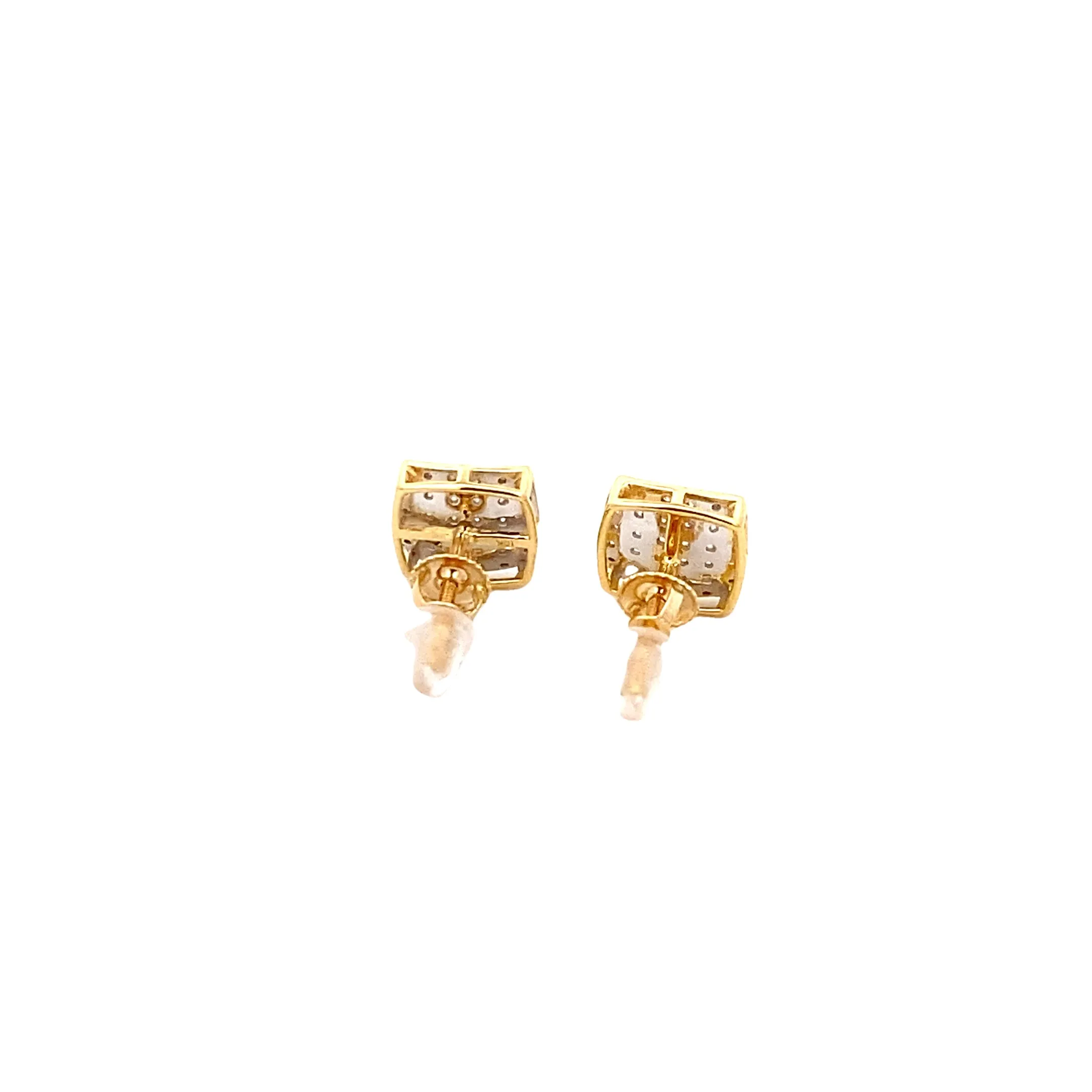 Diamond 0.18Ctw Medium Size Square Shaped Earrings