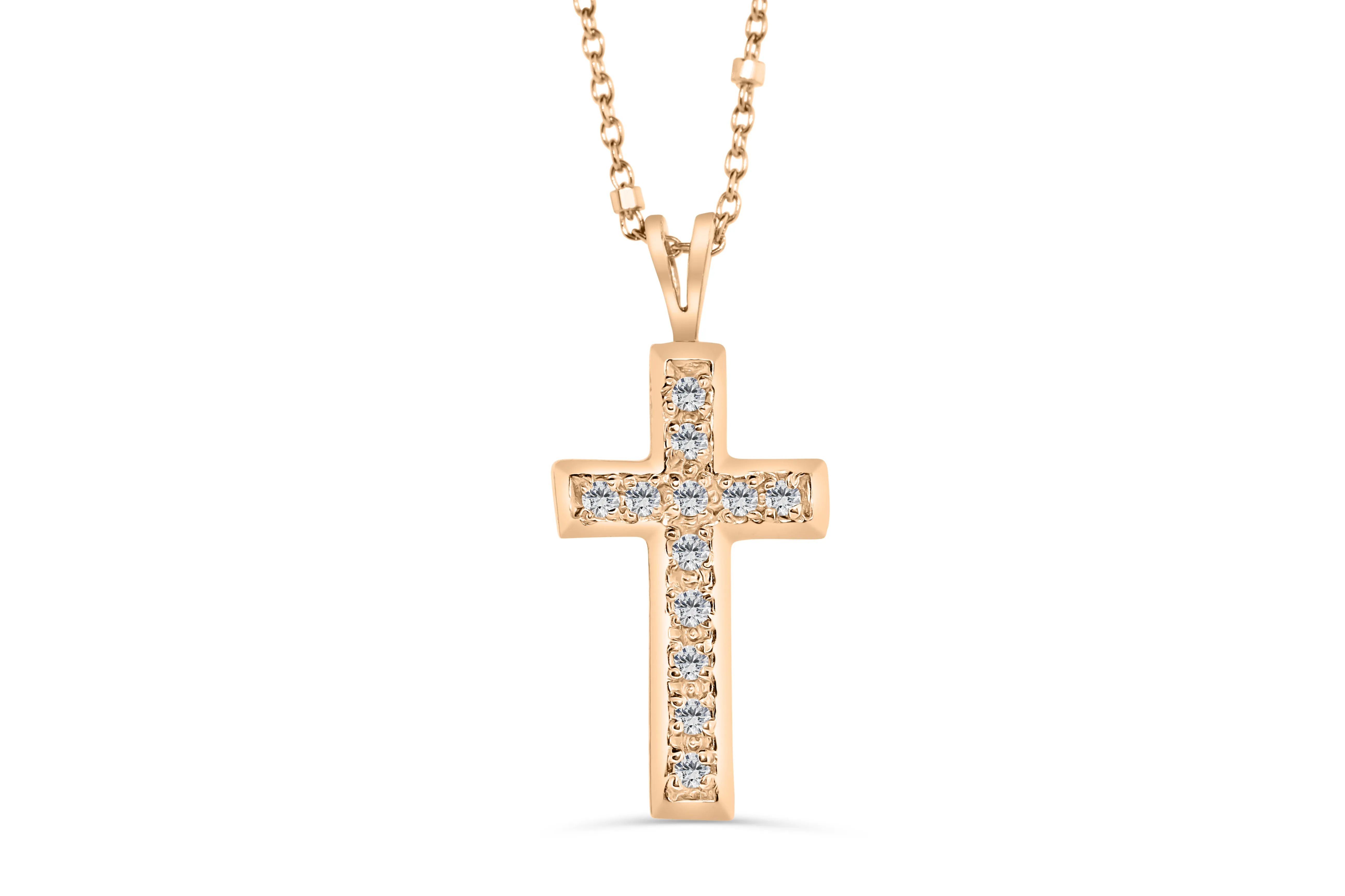 Diamond Cross Pendant 0.13 CT TW 14K Rose Gold DPEN018