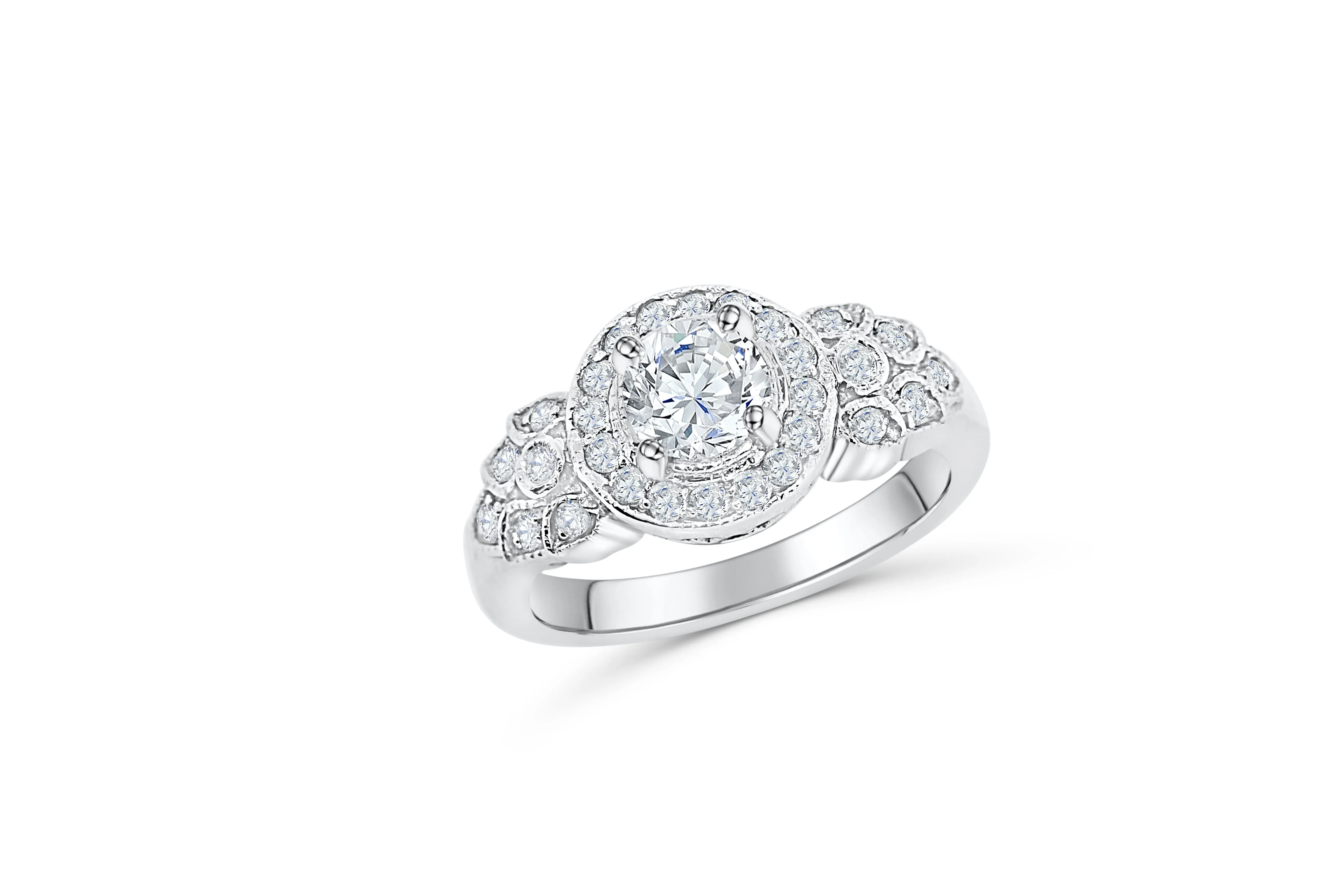 Diamond Engagement Ring 0.99 CT TW 14k White Gold DENG065