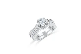 Diamond Engagement Ring Set 1.46 ct tw 14K White Gold DENG035