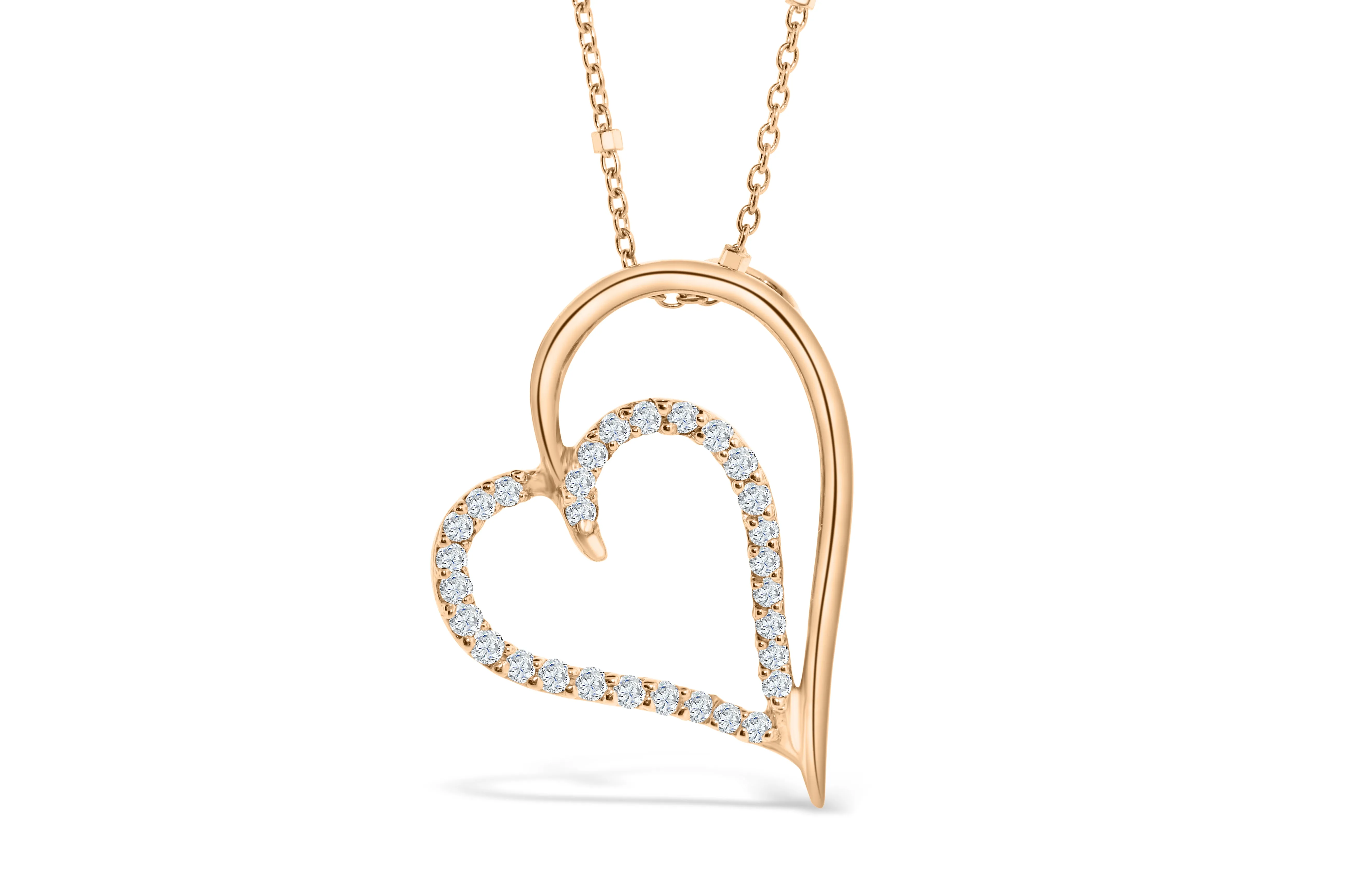 Diamond Heart Pendant 0.29 CT TW 14K Rose Gold DPEN039