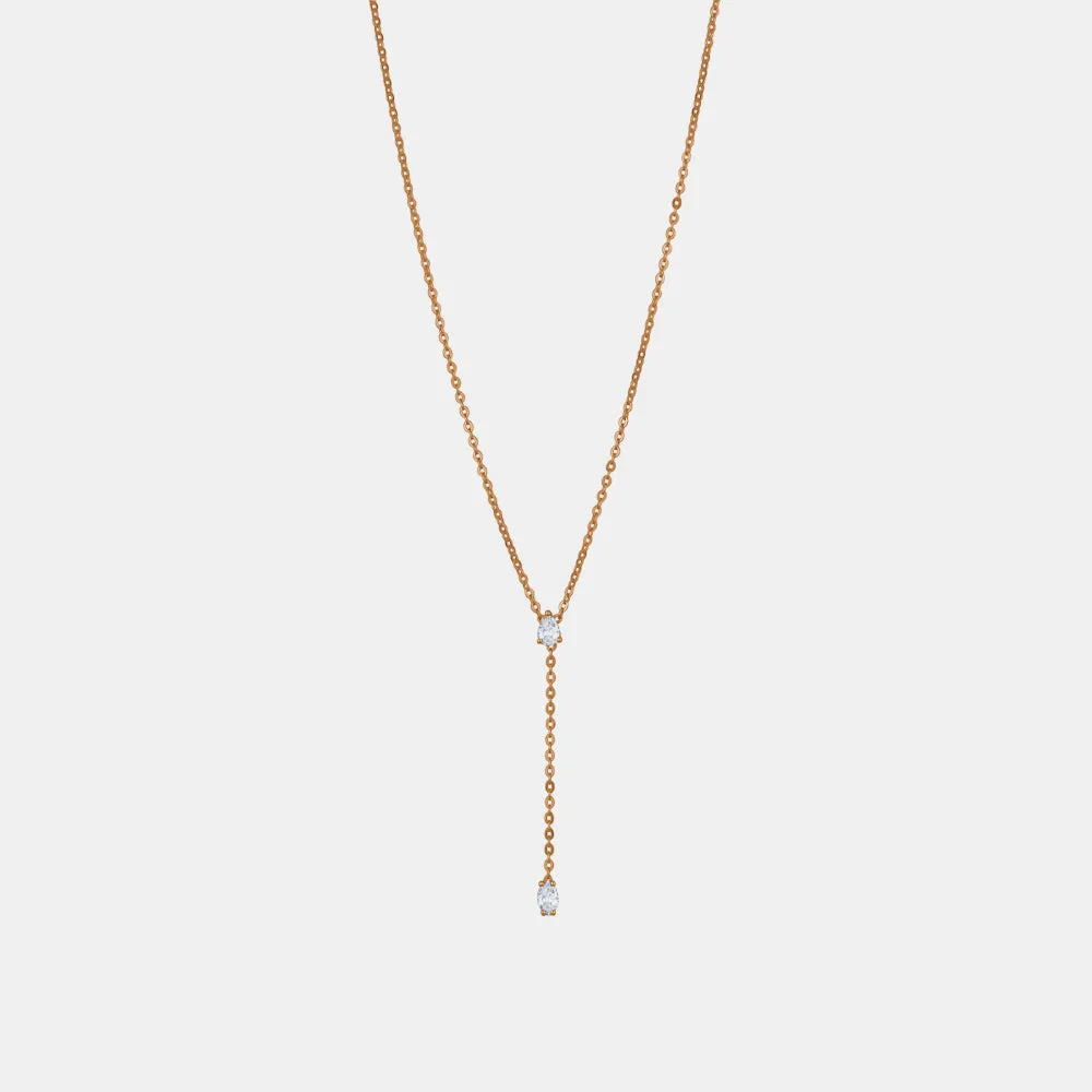 Diamond Pear and Oval Lariat Necklace