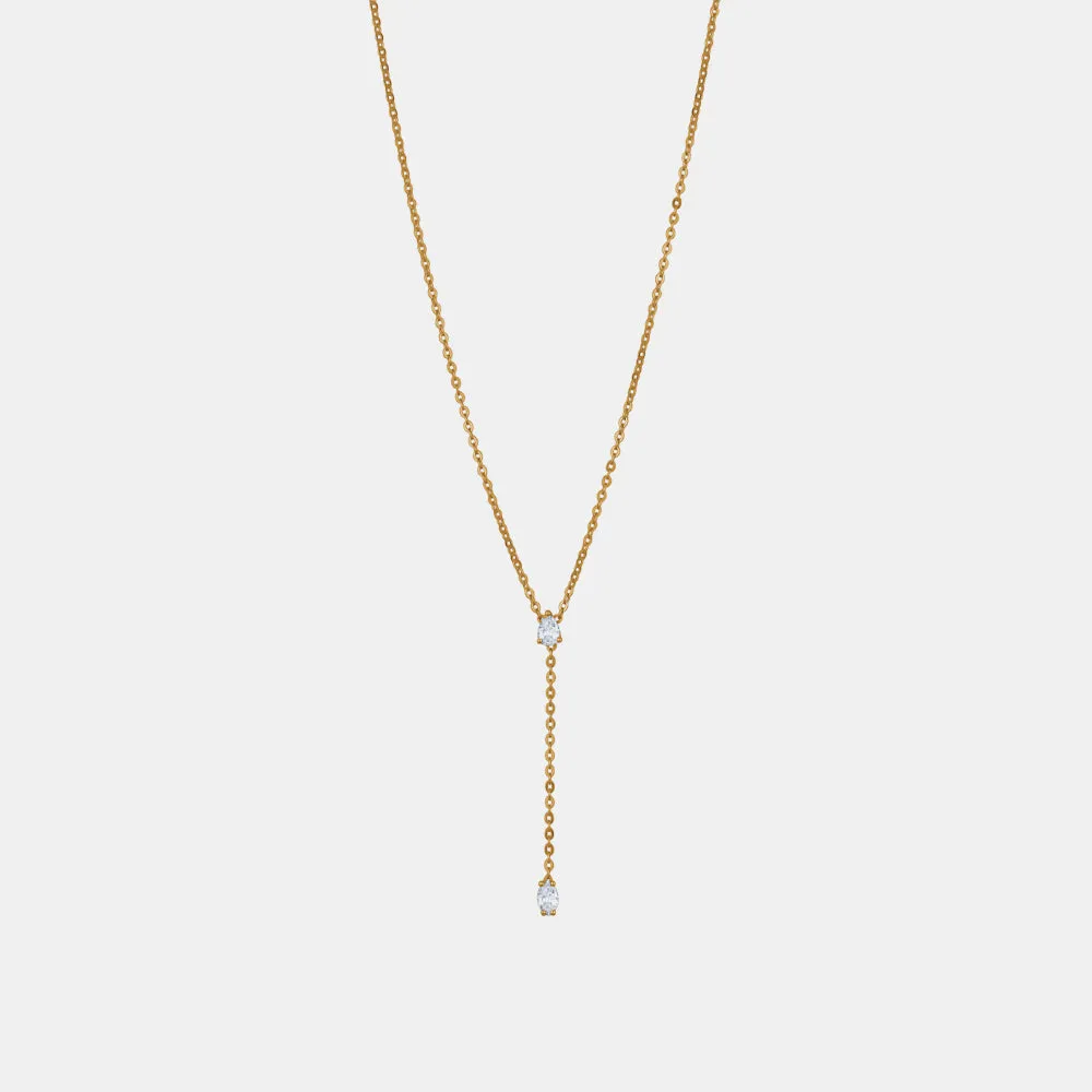 Diamond Pear and Oval Lariat Necklace