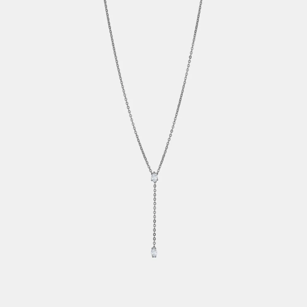 Diamond Pear and Oval Lariat Necklace