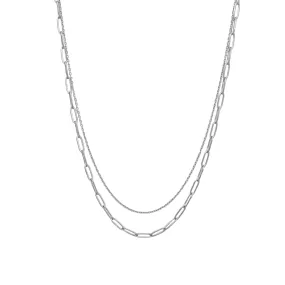 Double Layer Paperclip Necklace Silver