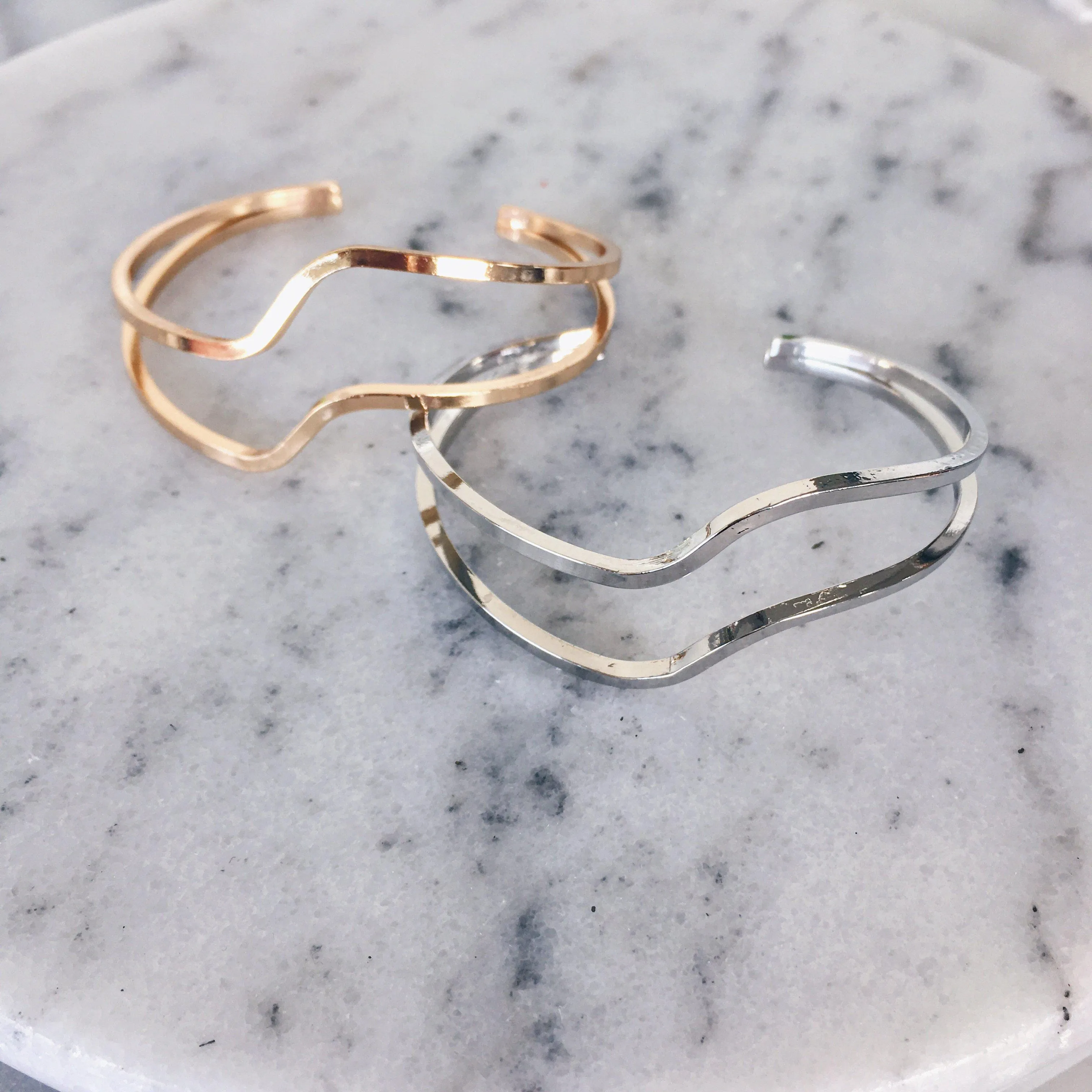 Double Wave Open Cuff Bracelet - LAST CALL/FINAL SALE