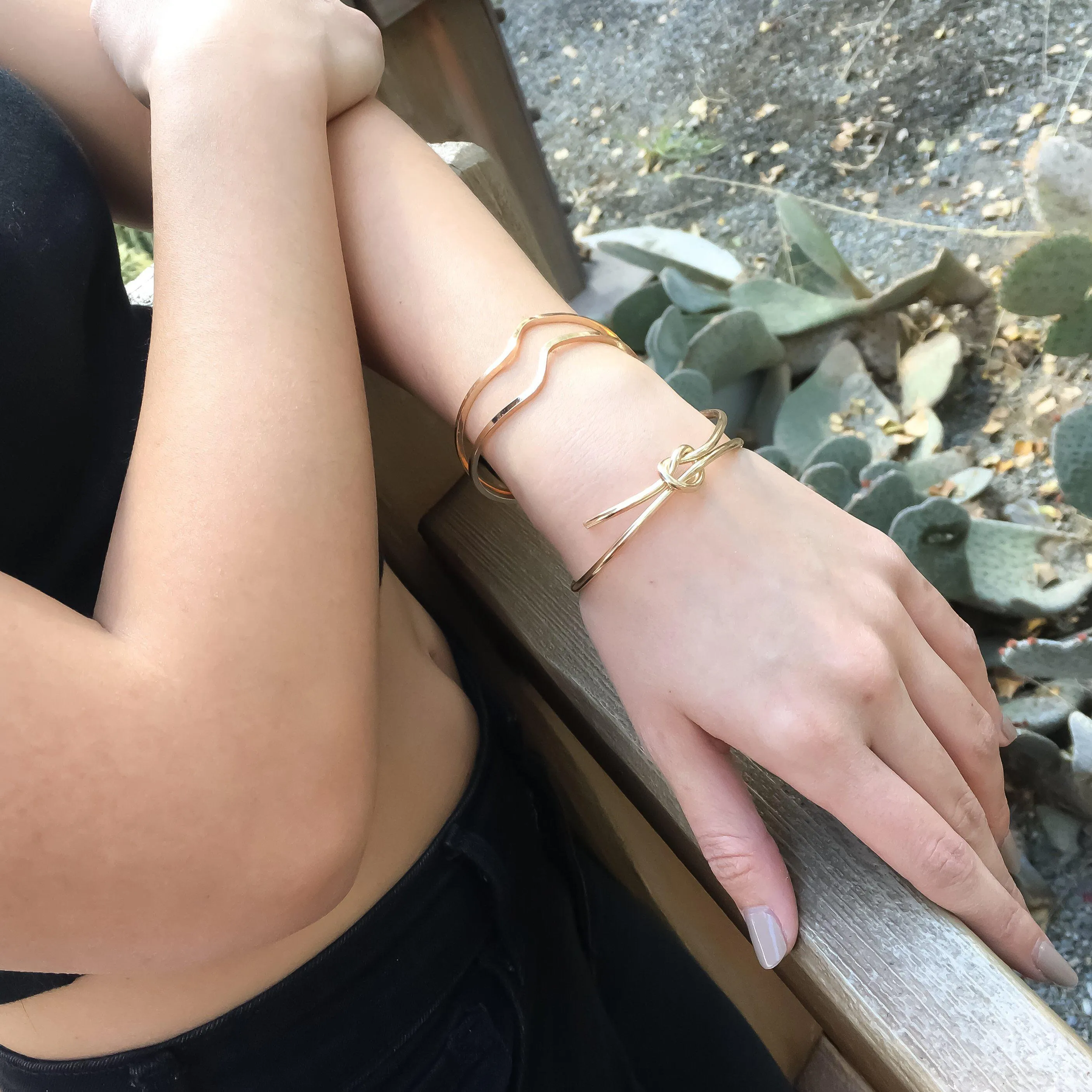 Double Wave Open Cuff Bracelet - LAST CALL/FINAL SALE