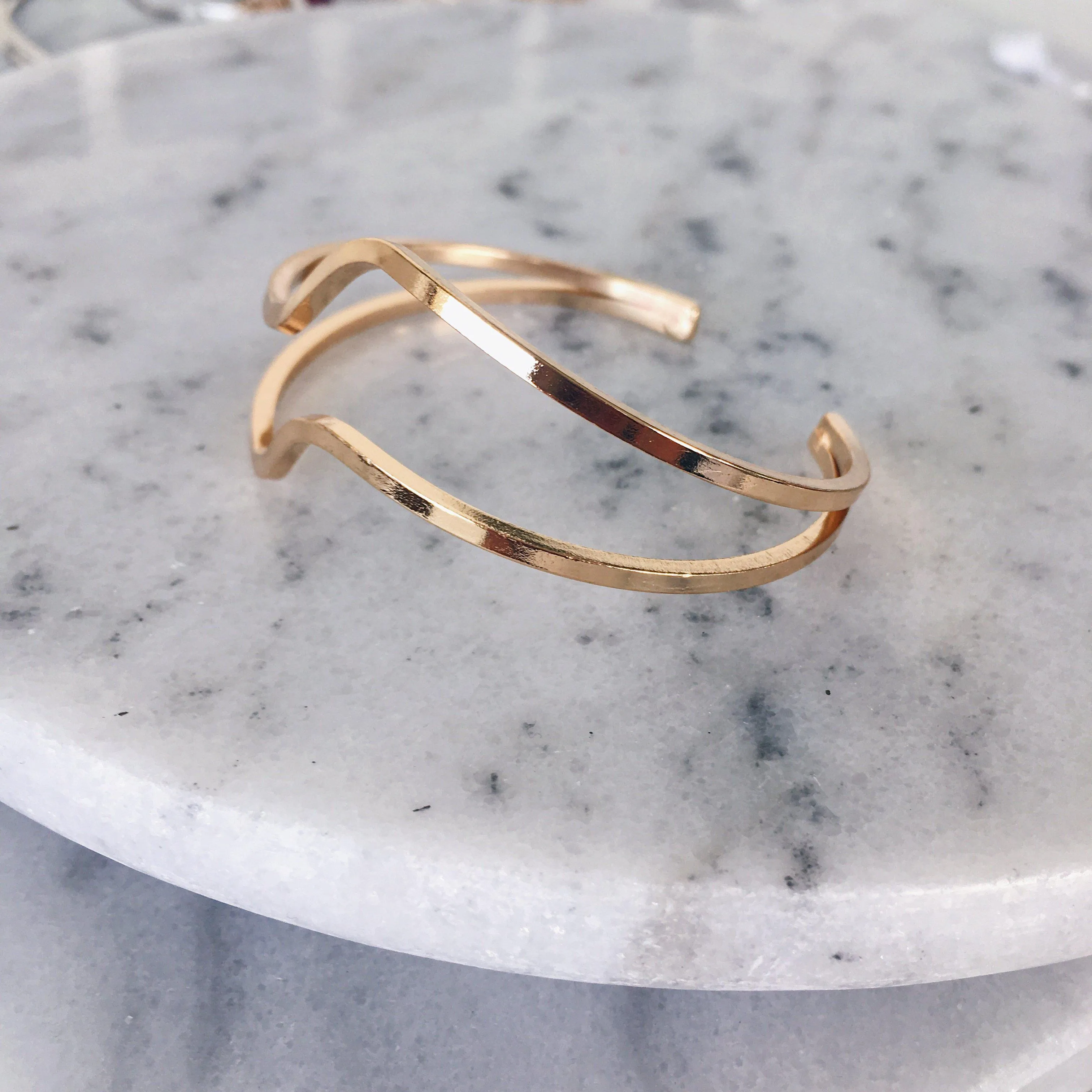 Double Wave Open Cuff Bracelet - LAST CALL/FINAL SALE