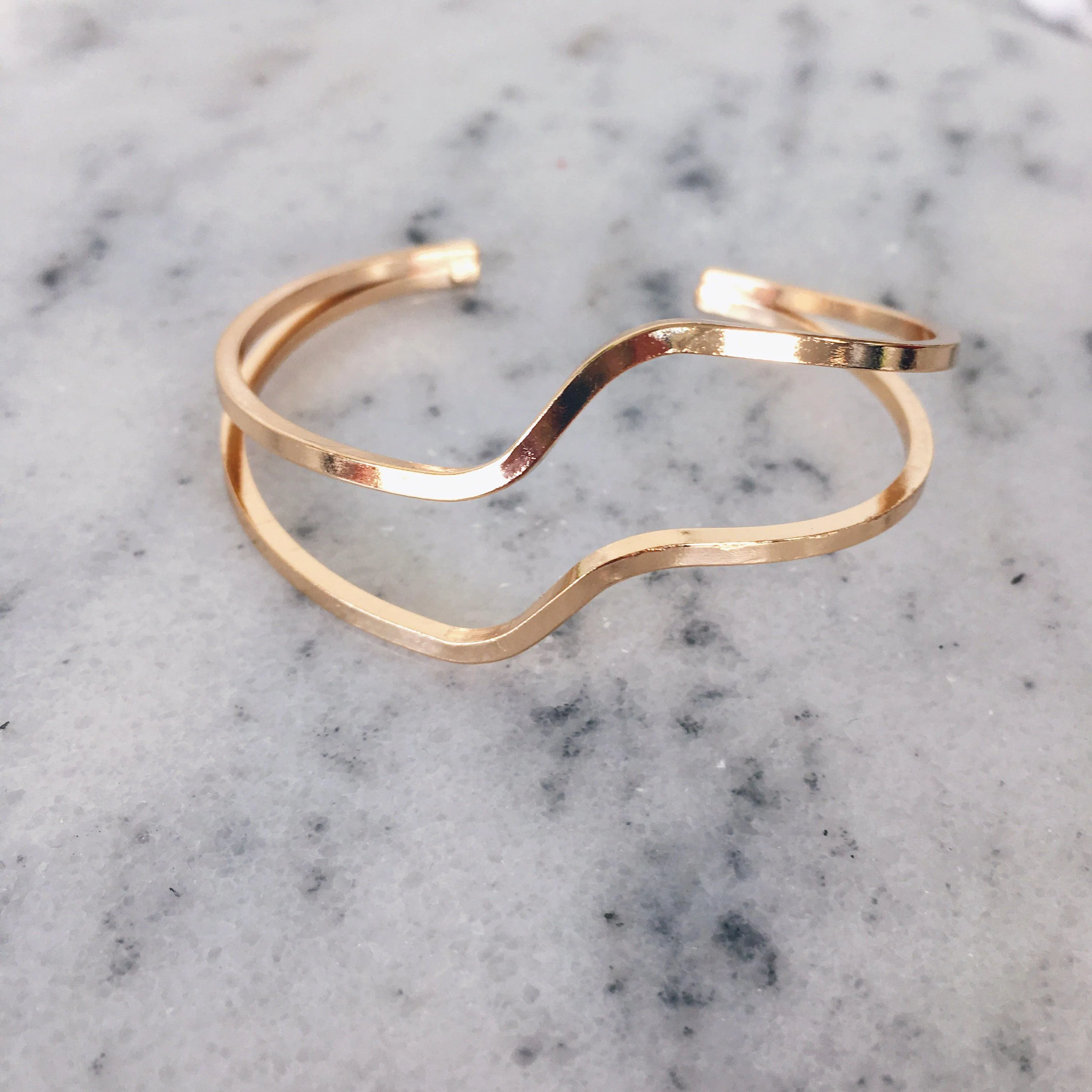 Double Wave Open Cuff Bracelet - LAST CALL/FINAL SALE