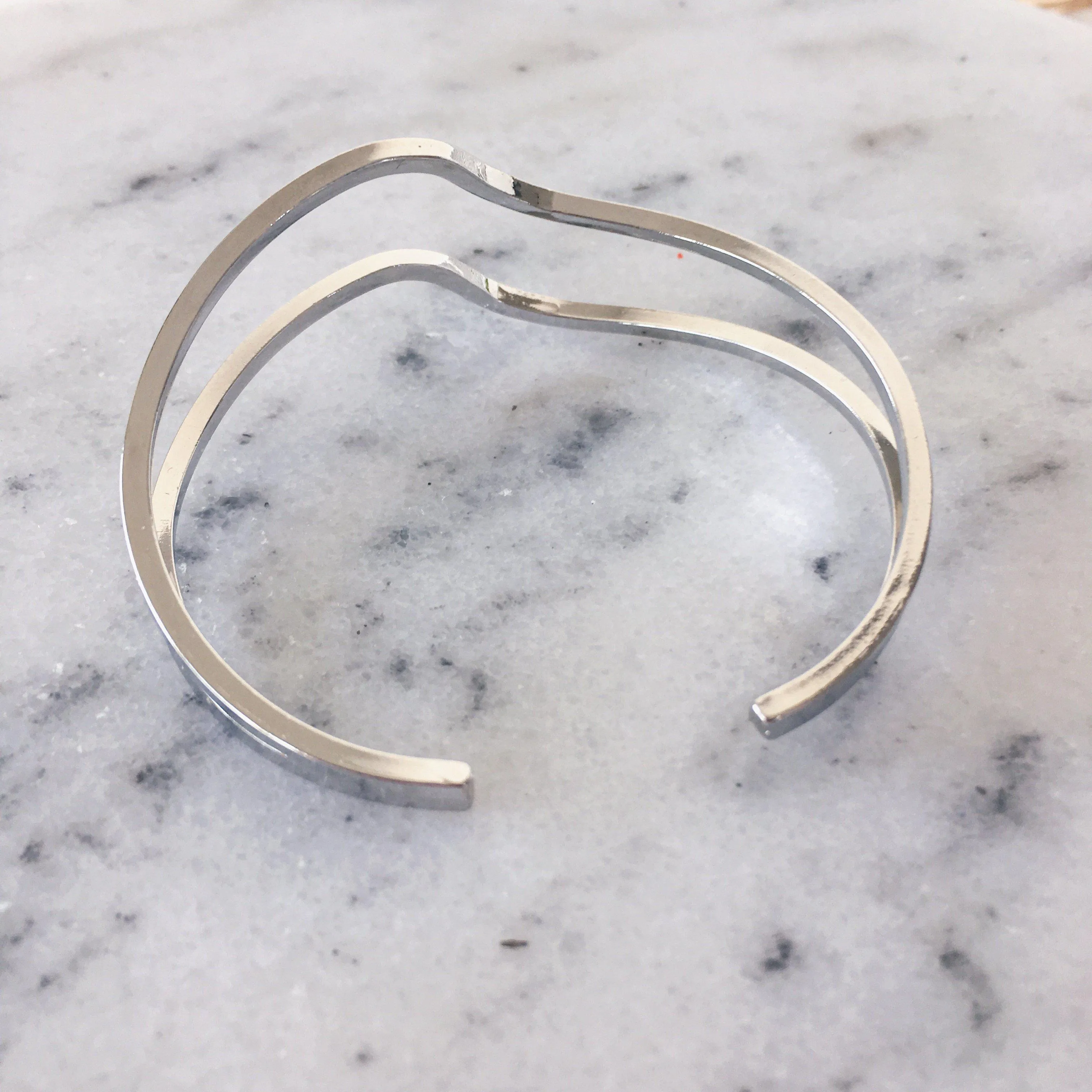 Double Wave Open Cuff Bracelet - LAST CALL/FINAL SALE