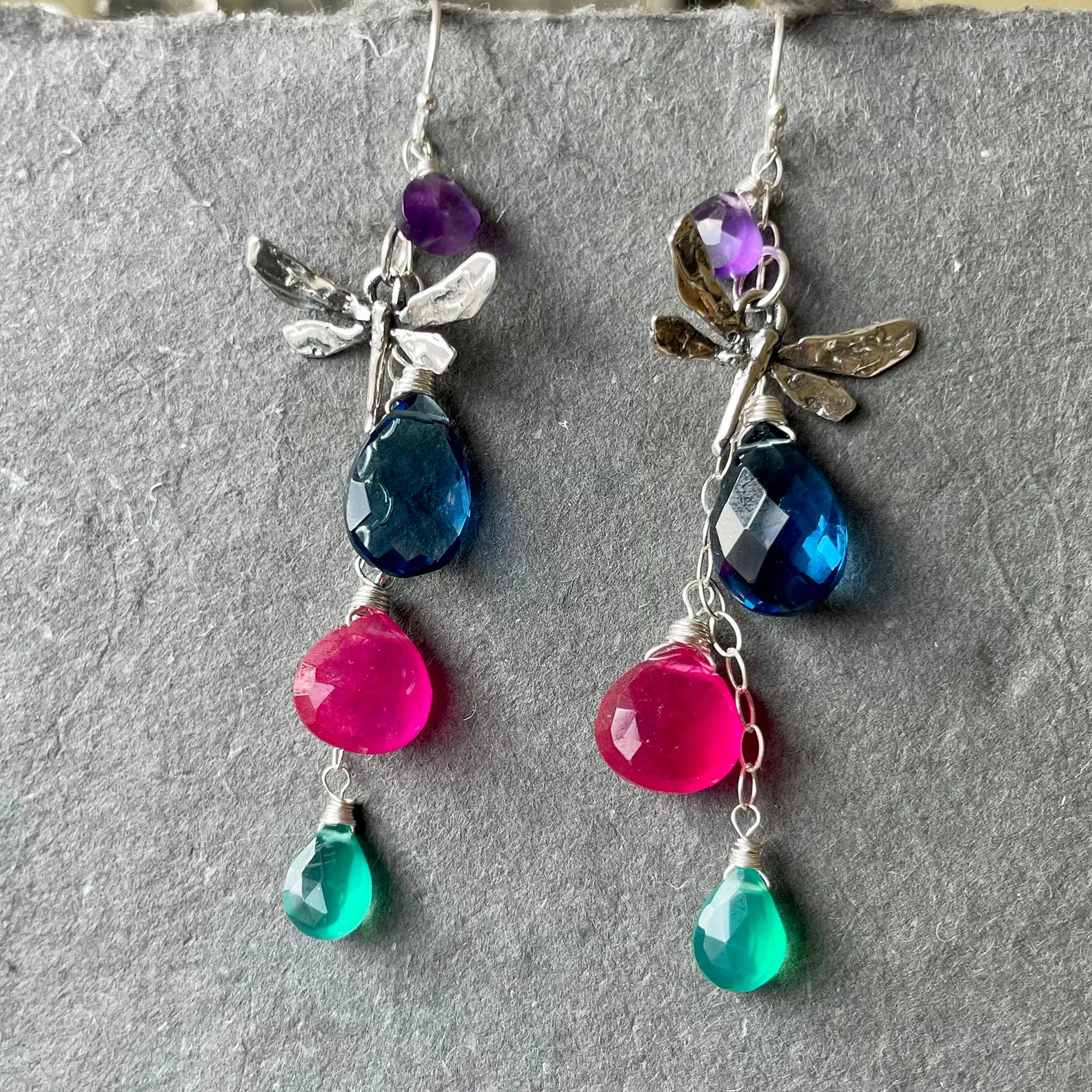 Dragonfly Sapphire Blue Multicolor Earrings