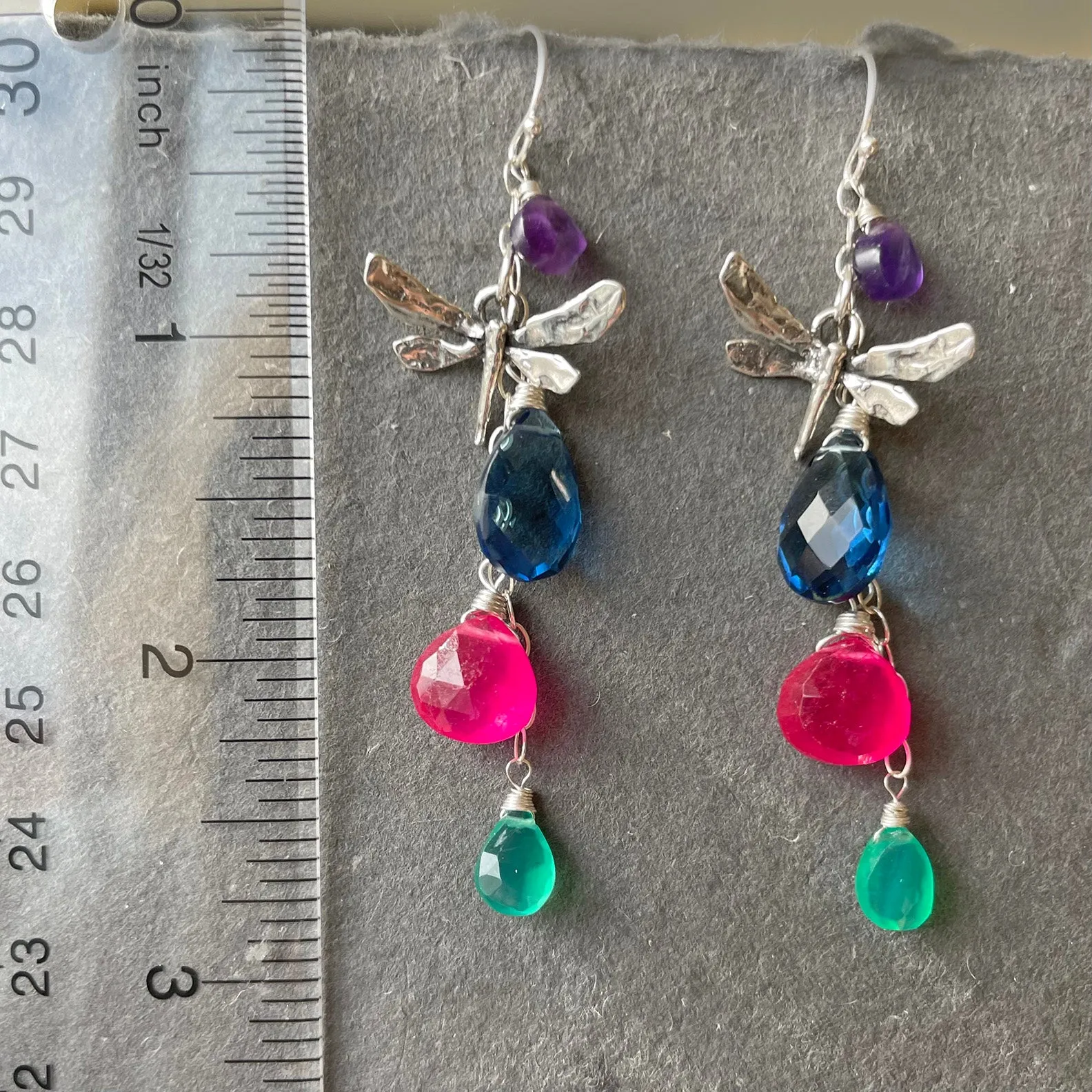 Dragonfly Sapphire Blue Multicolor Earrings