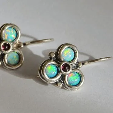 Earrings, Opal silver earrings, Sterling Silver Earrings