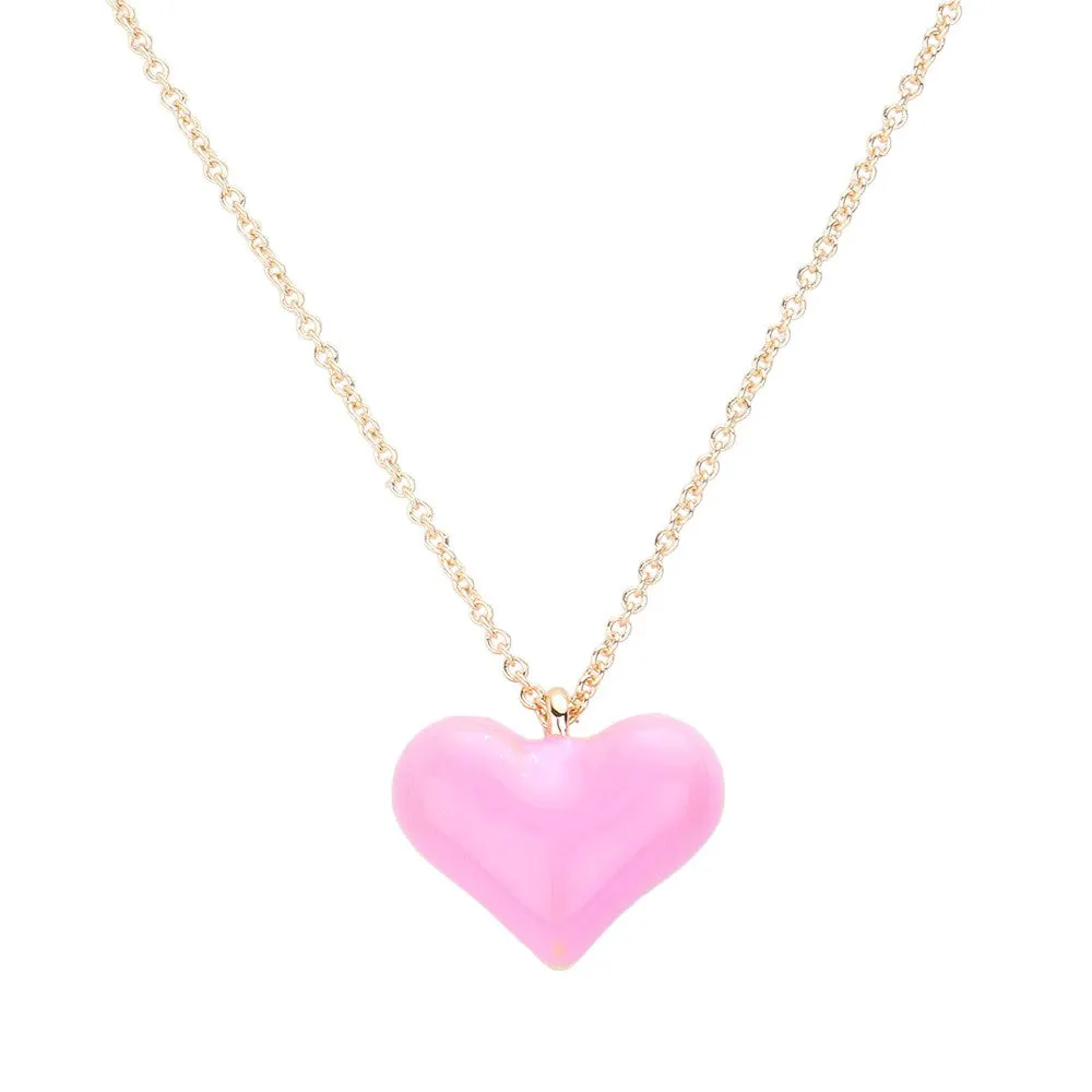 Enamel Heart Pendant Necklace